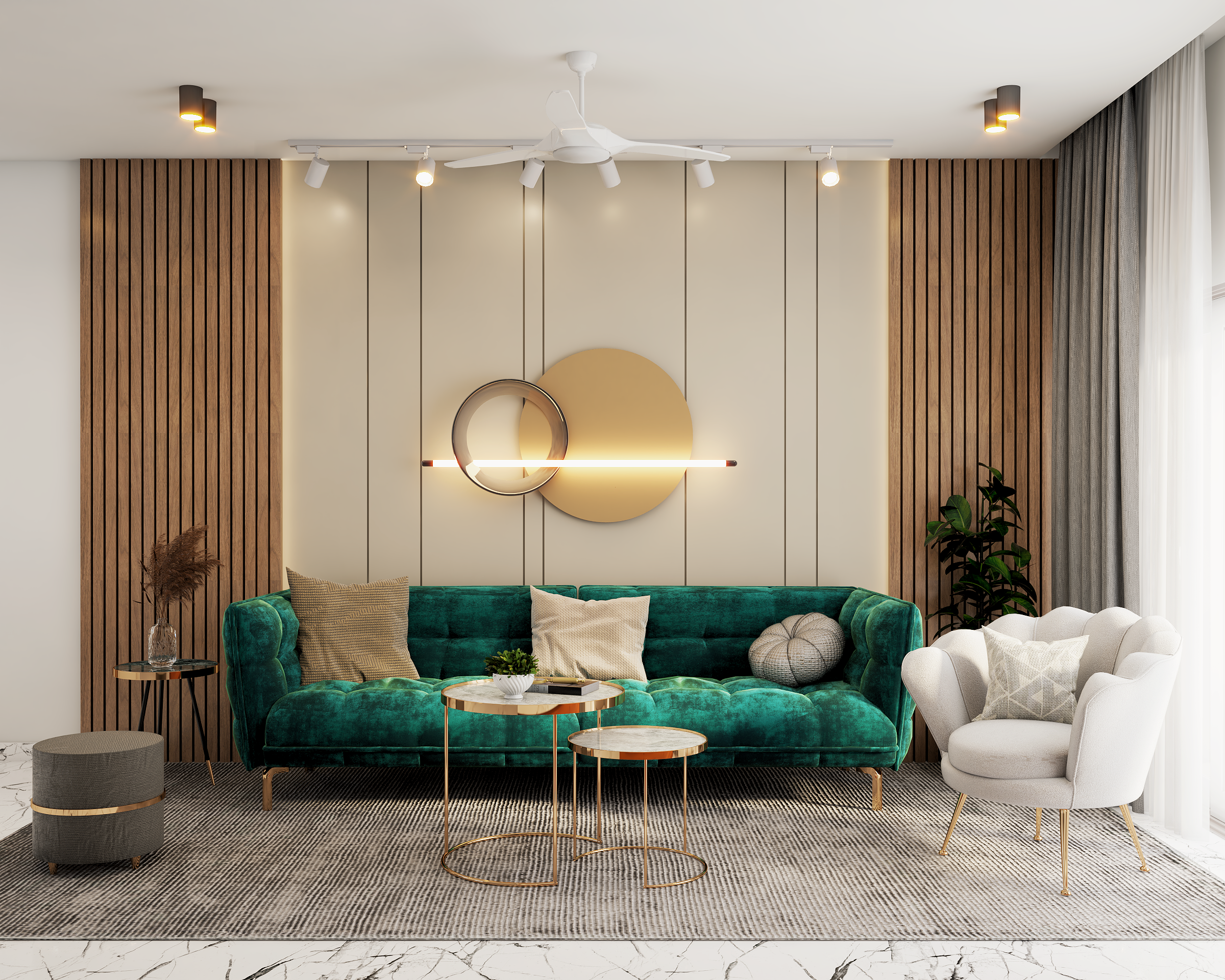 Modern Multifunctional Living Room Design With Spacious Interiors ...