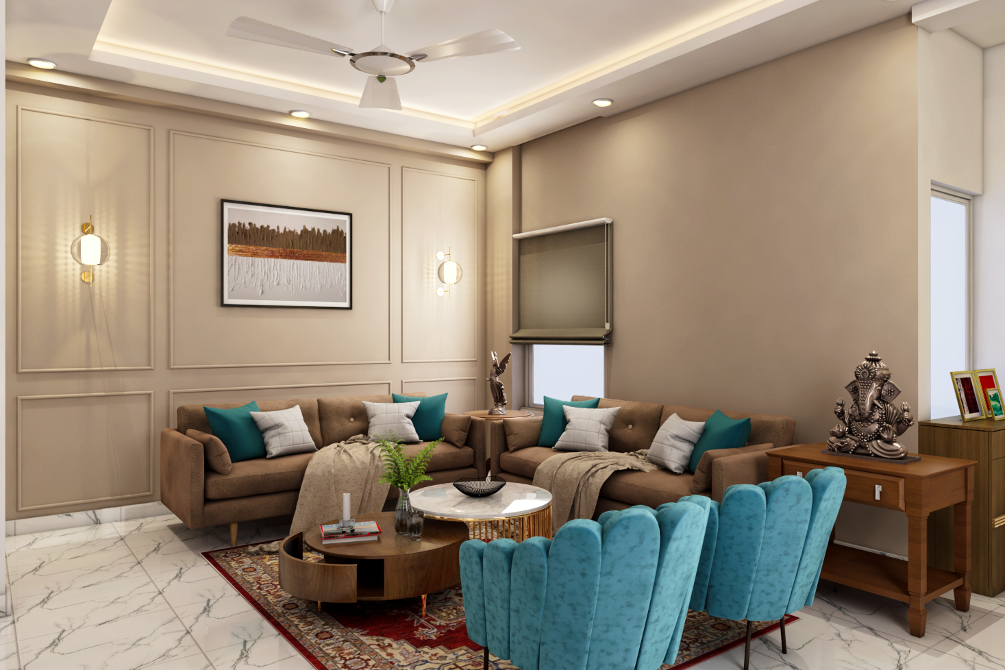 Compact And Stylish Living Room Design With Stylish Interiors | Livspace