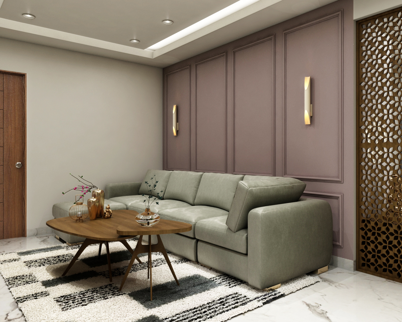 Modern Compact Living Room Design With Subtle Colours | Livspace