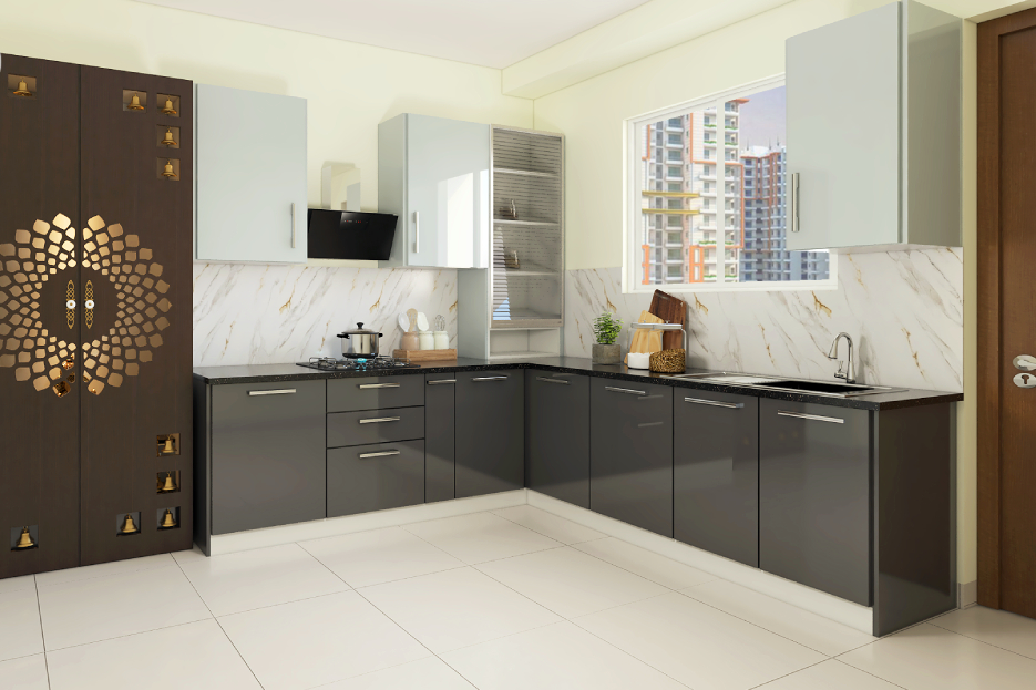 Spacious Kitchen Design With A Granite Countertop - 12X9 Ft | Livspace