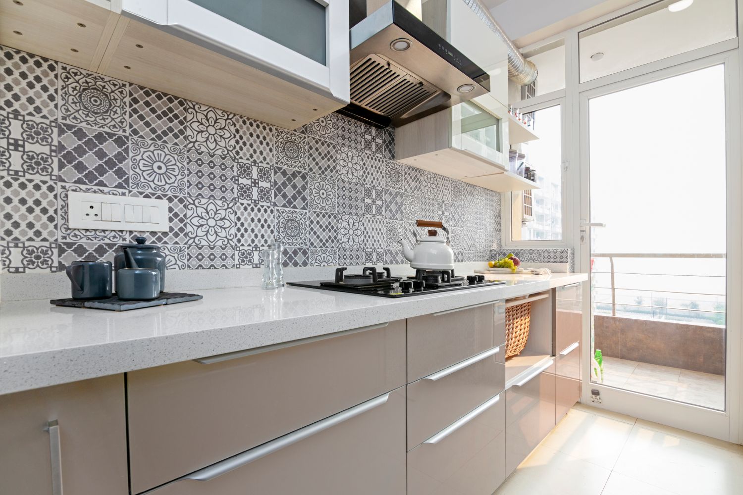 Contemporary 2BHK Gurgaon Flat Design with Beige and White Kitchen