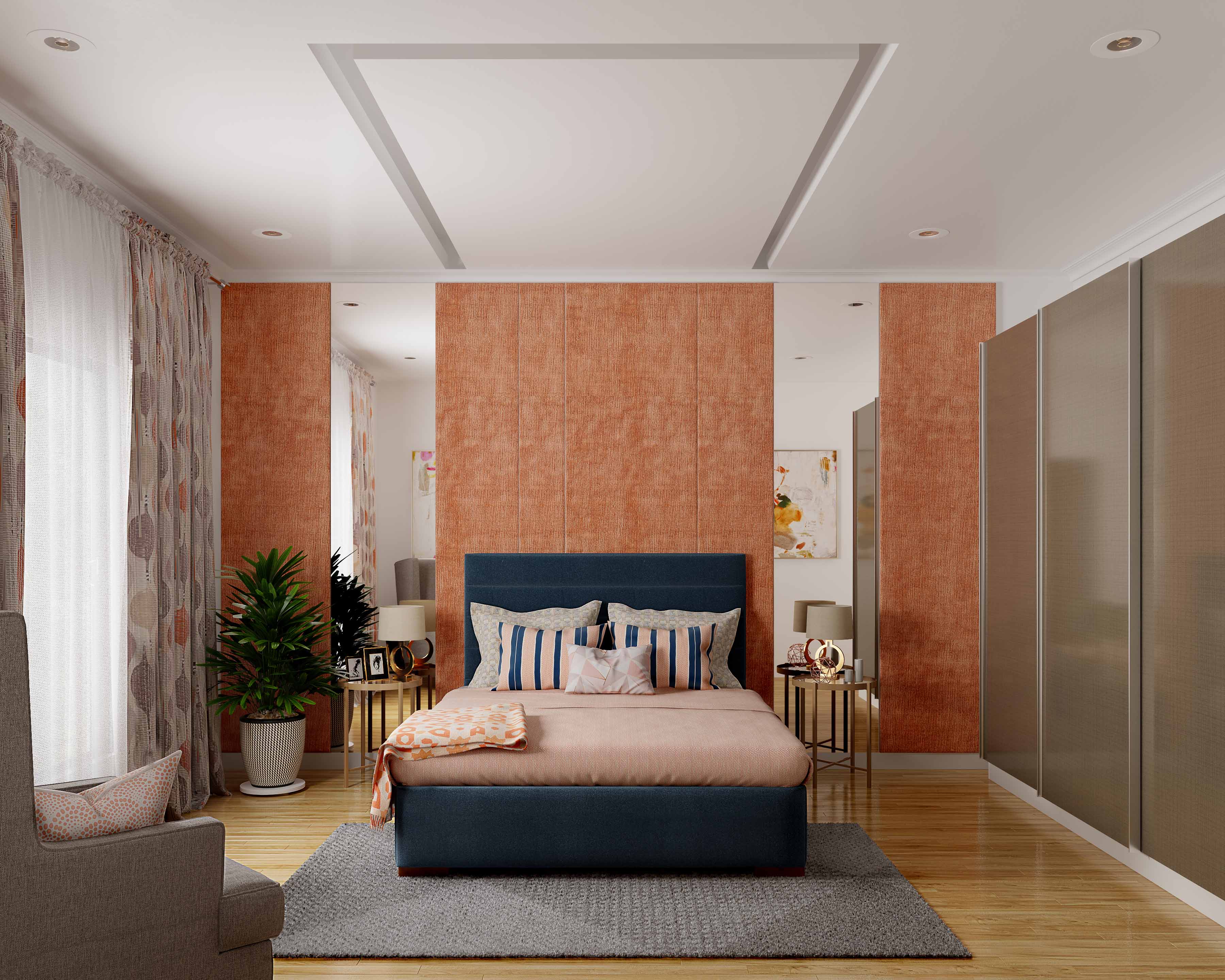 Stylish Escape: Modern Master Bedroom Design With Cream Bed & Accent ...