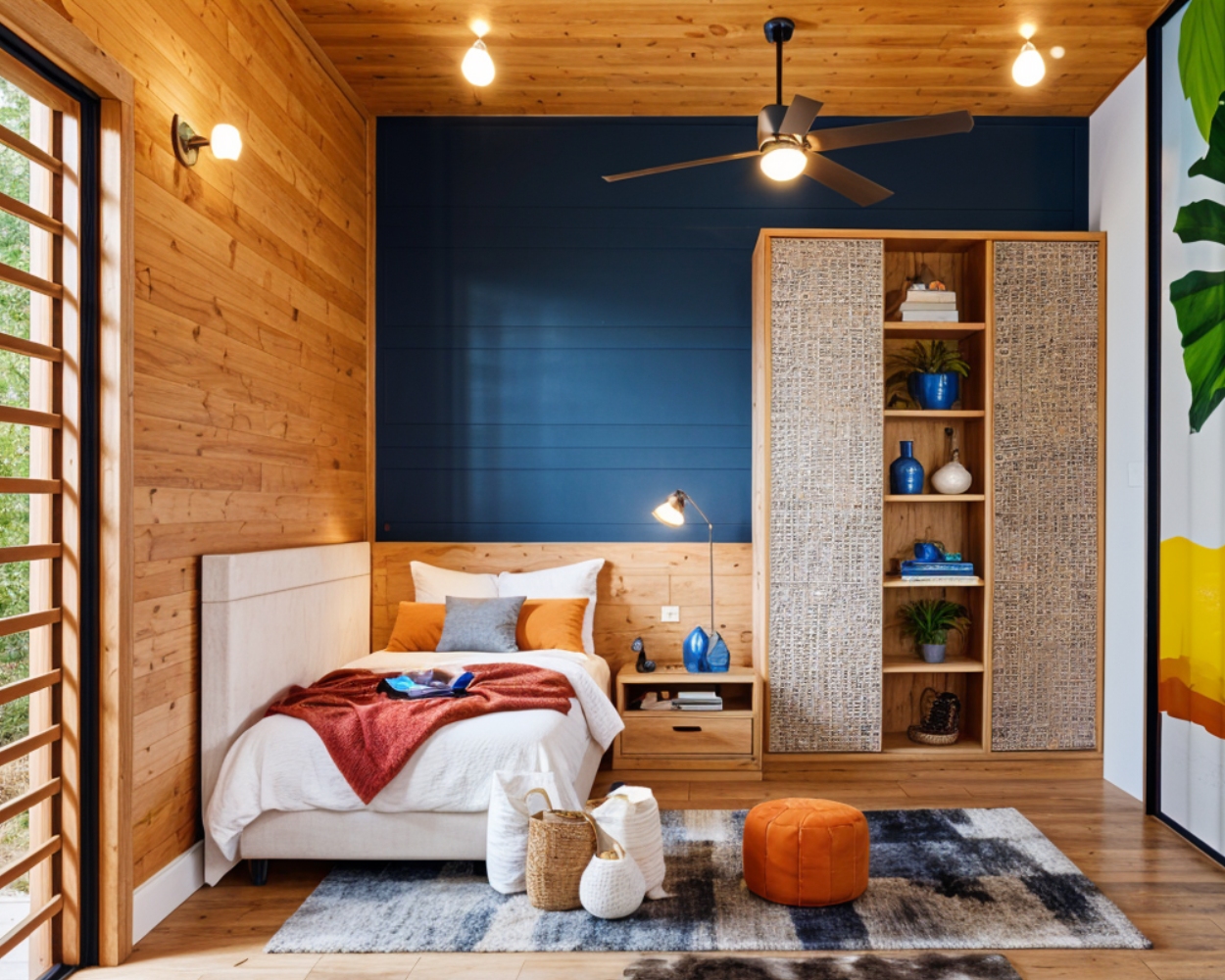 Compacted Room Compact Space-Saving Design: Corner Bed and Ample Storage for Compact ...
