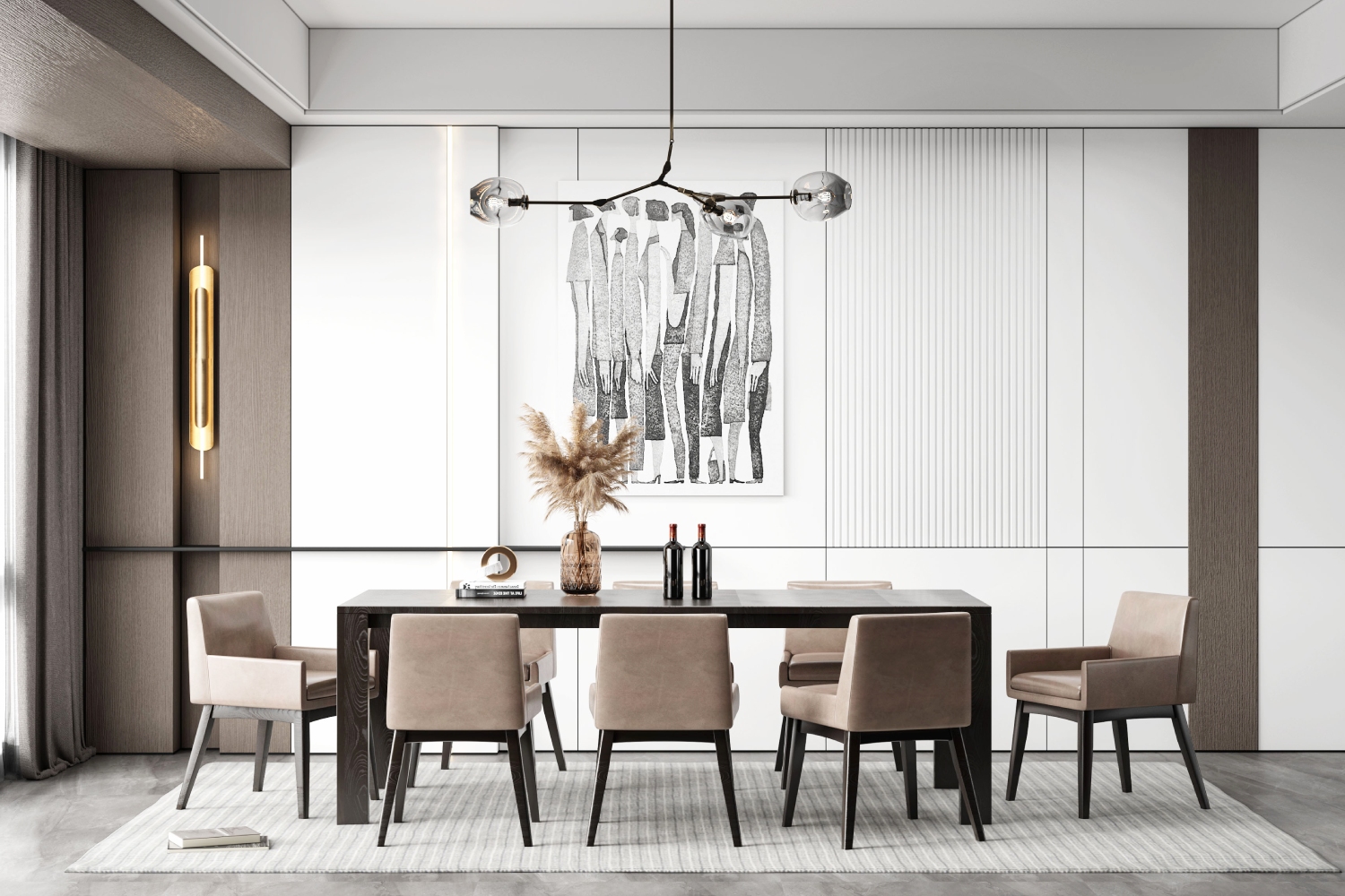 White Wall Panelling Wall Design For Dining Rooms | Livspace