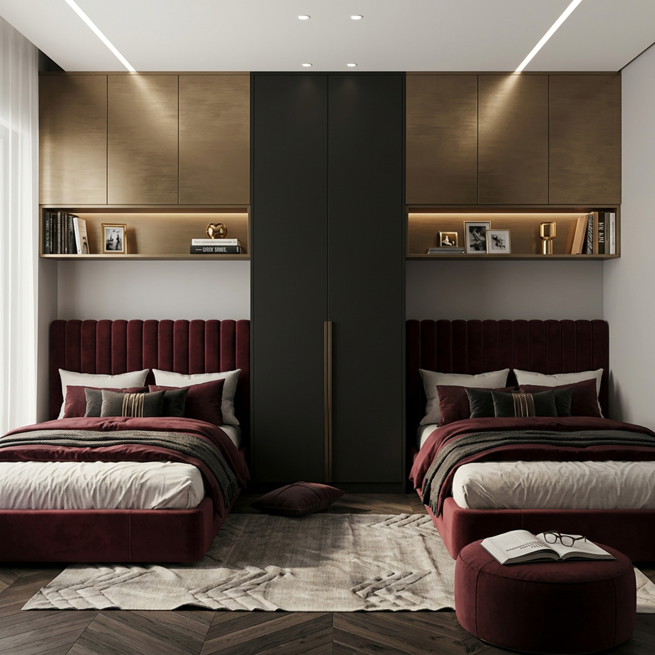 Space Saving Kids Bedroom Design with Dual Beds and Wardrobe | Livspace