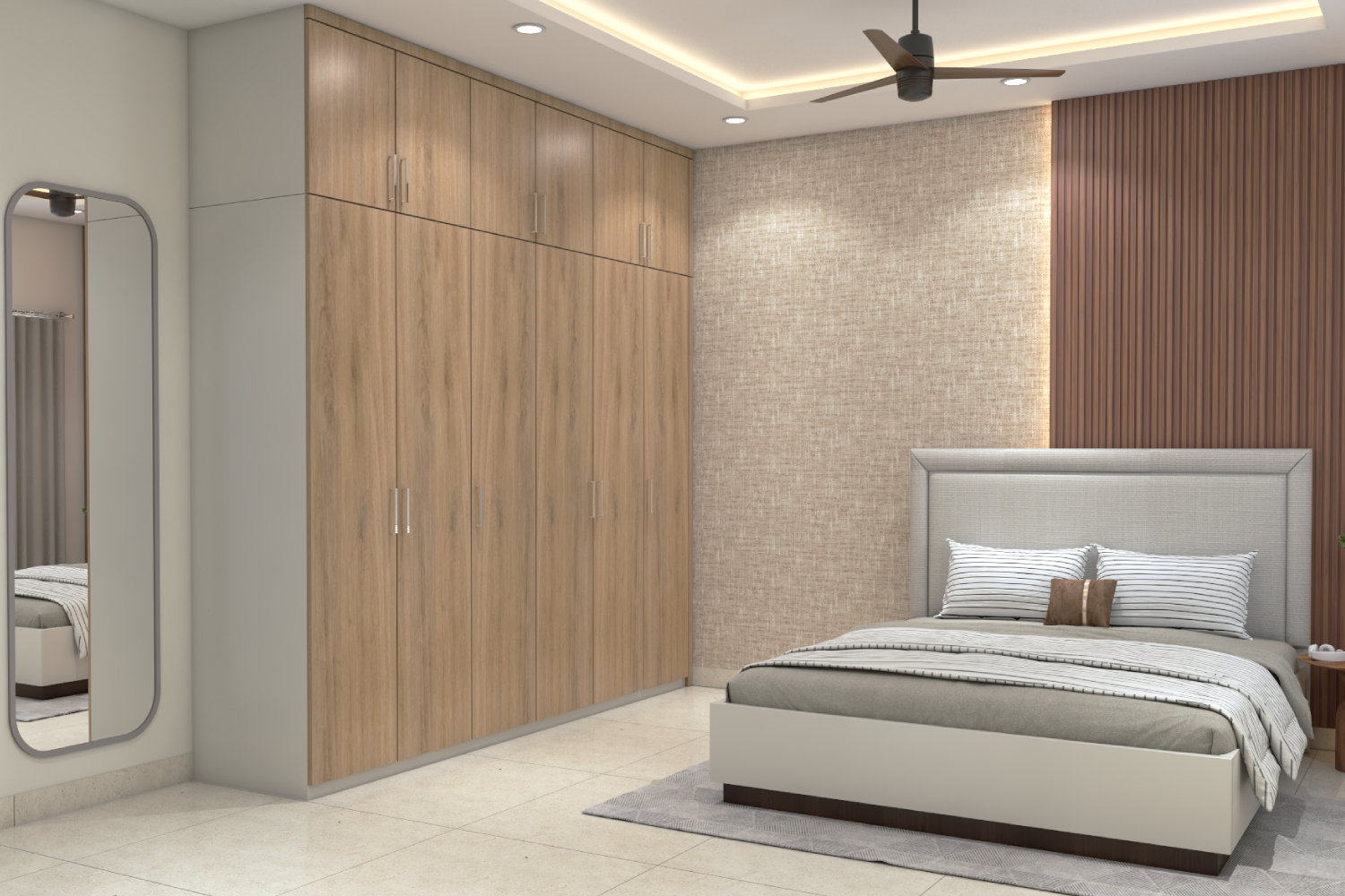 suede finish Contemporary Oak 6-Door Swing Wardrobe Design | Livspace