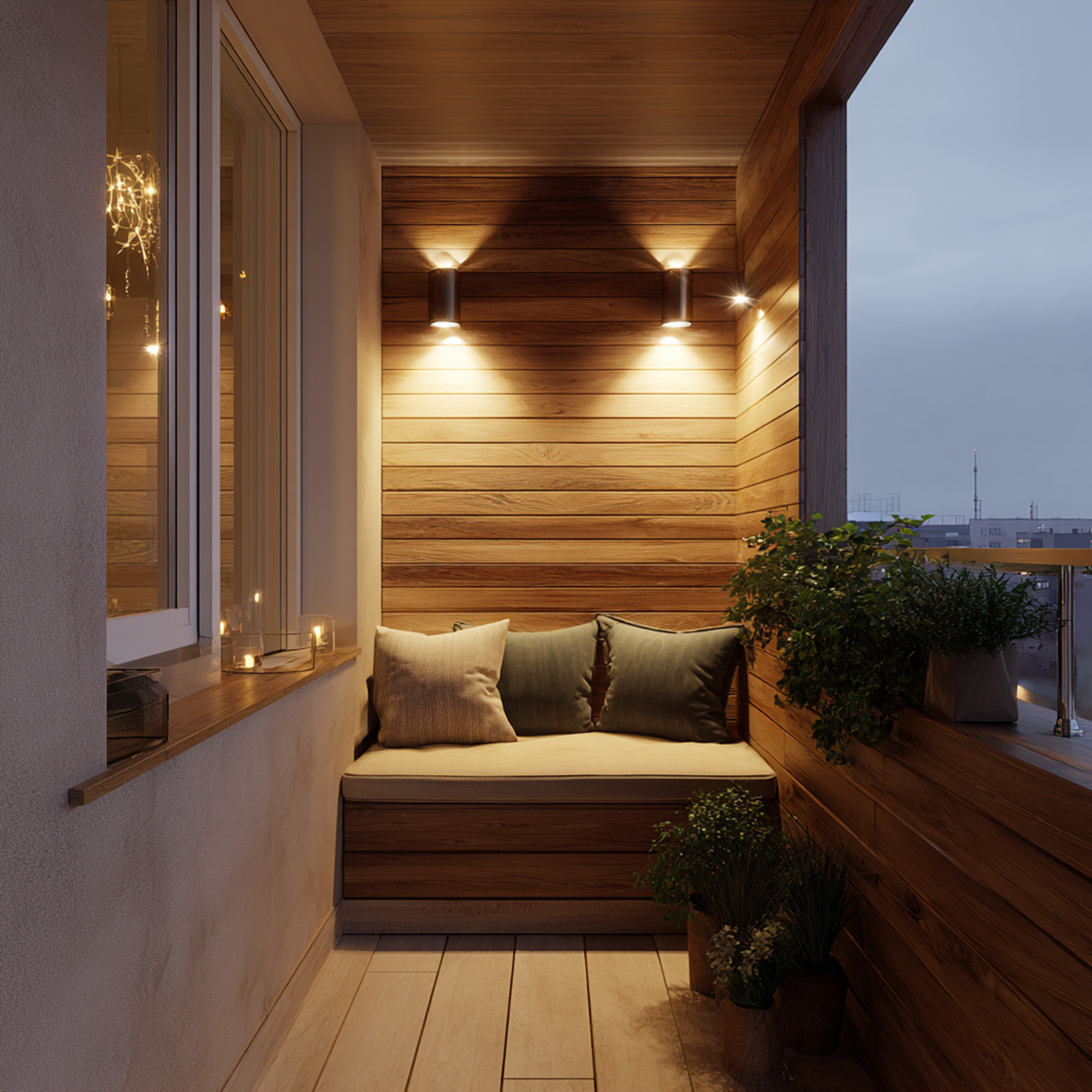 Contemporary Balcony Design with Decorative Wall Cladding and Sit Out ...