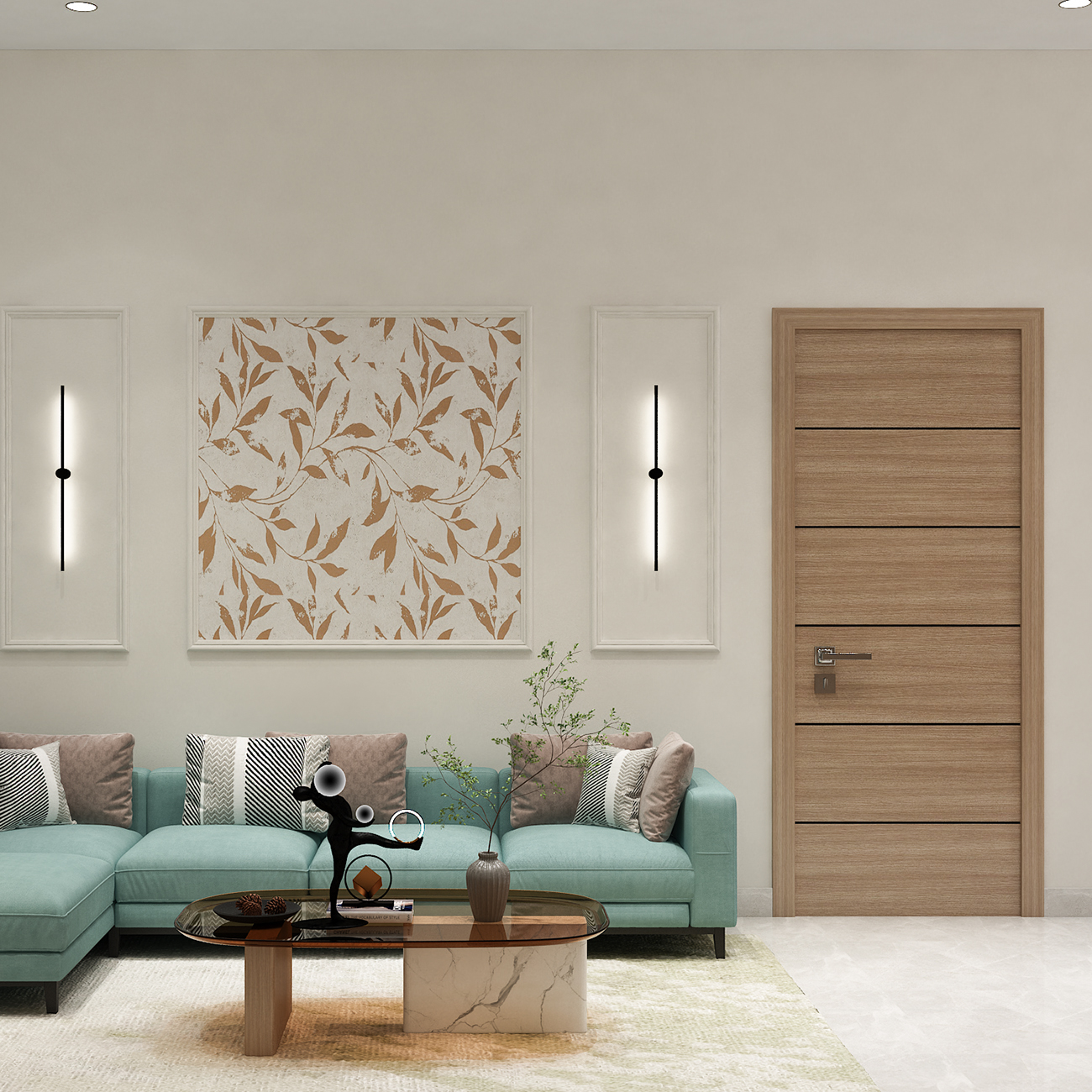 Swing Single Modern Living Room Door Design with Matte Finish | Livspace