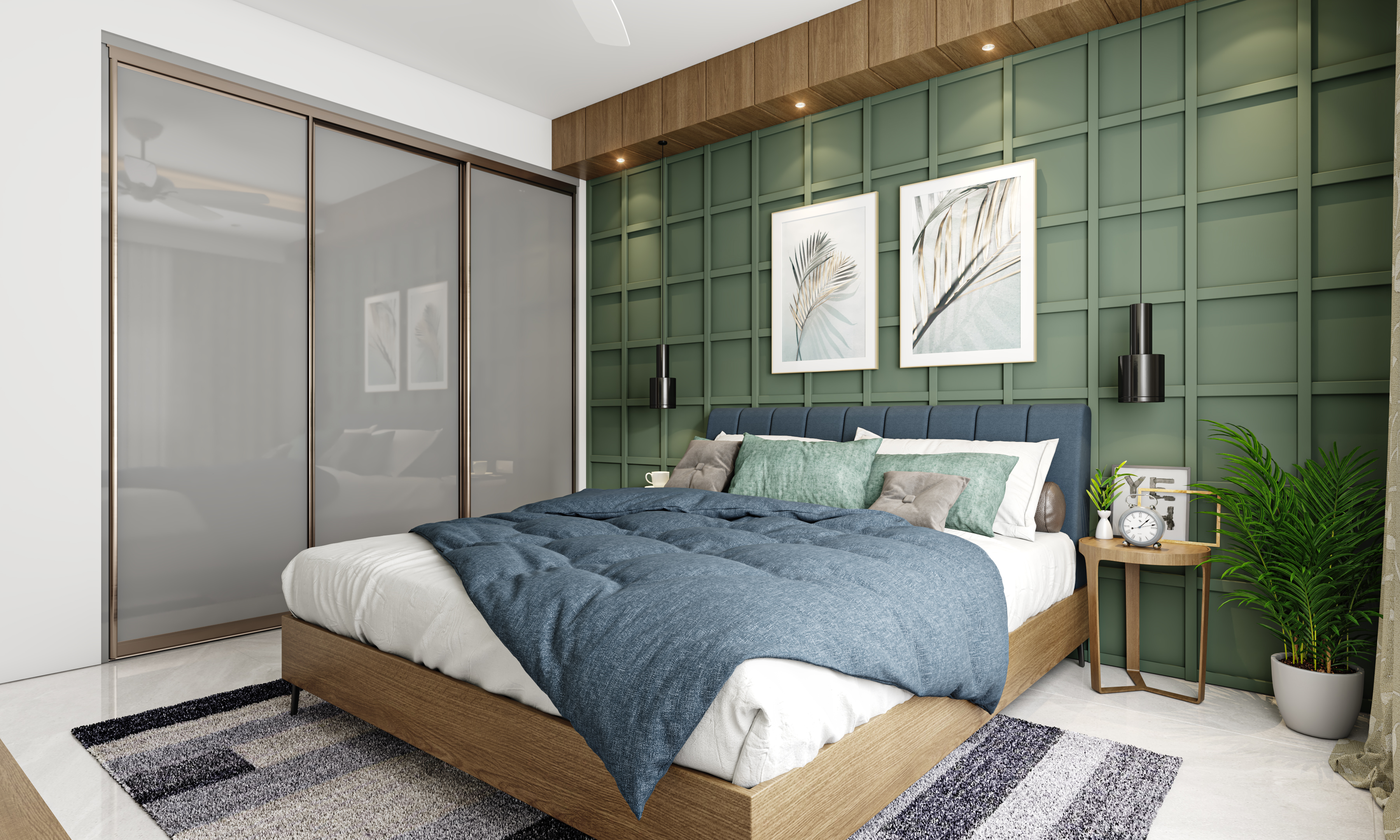 Contemporary Style Compact Convenient Master Bedroom Design | Livspace