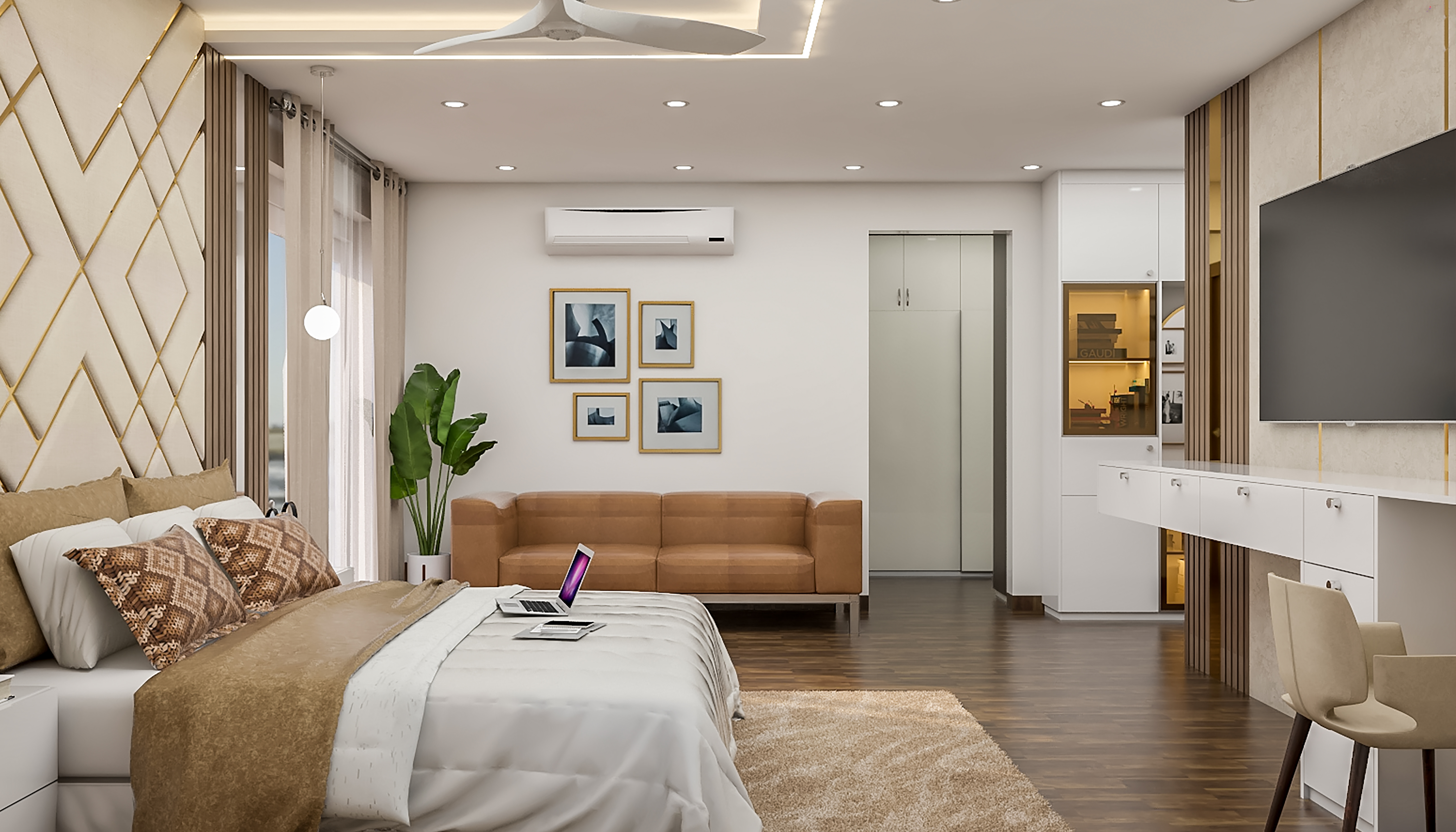 Modern Spacious Comfortable Master Bedroom Design | Livspace - Spacious Master Bedrooms For Stress Relief