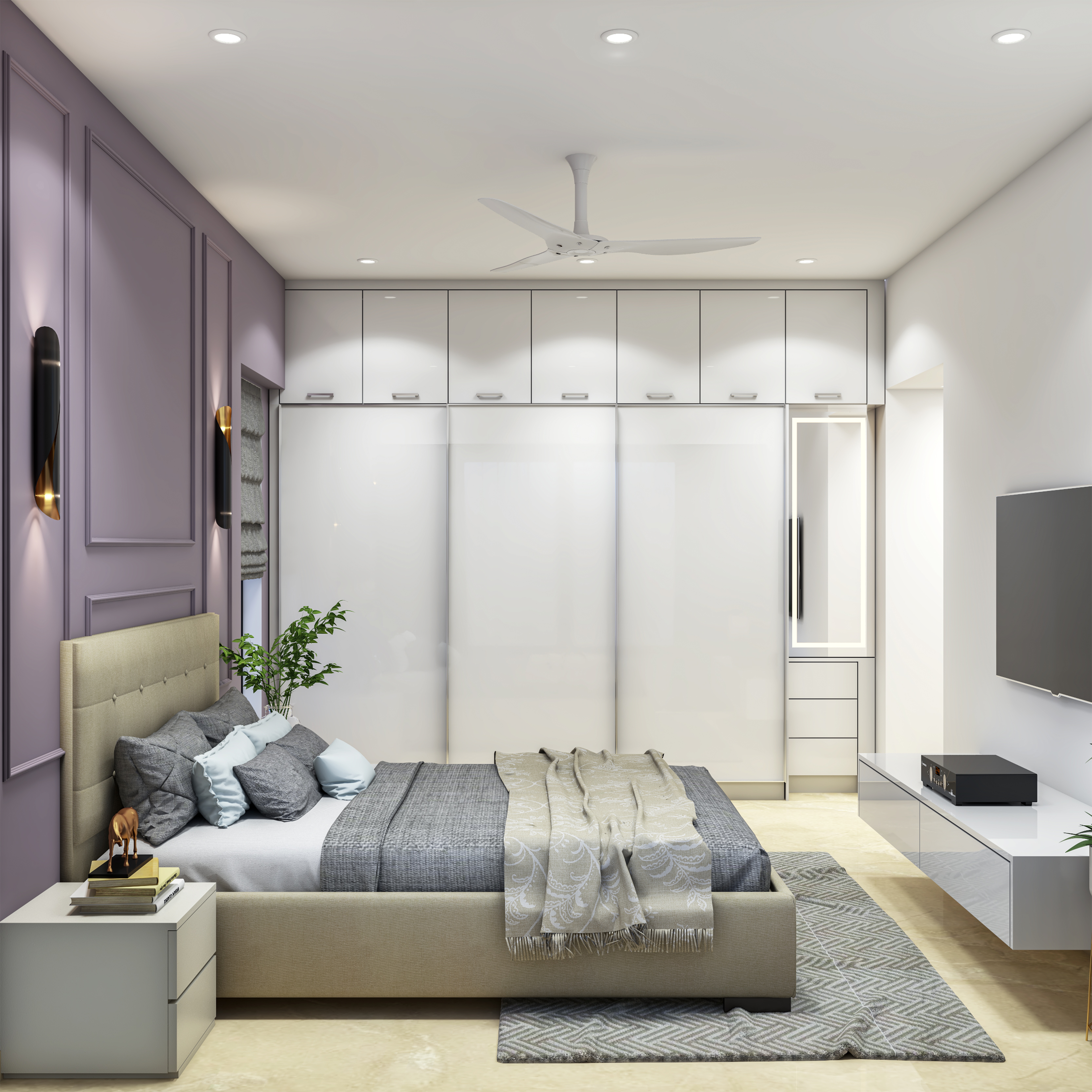 Convenient Spacious Modern Style Master Bedroom Design | Livspace