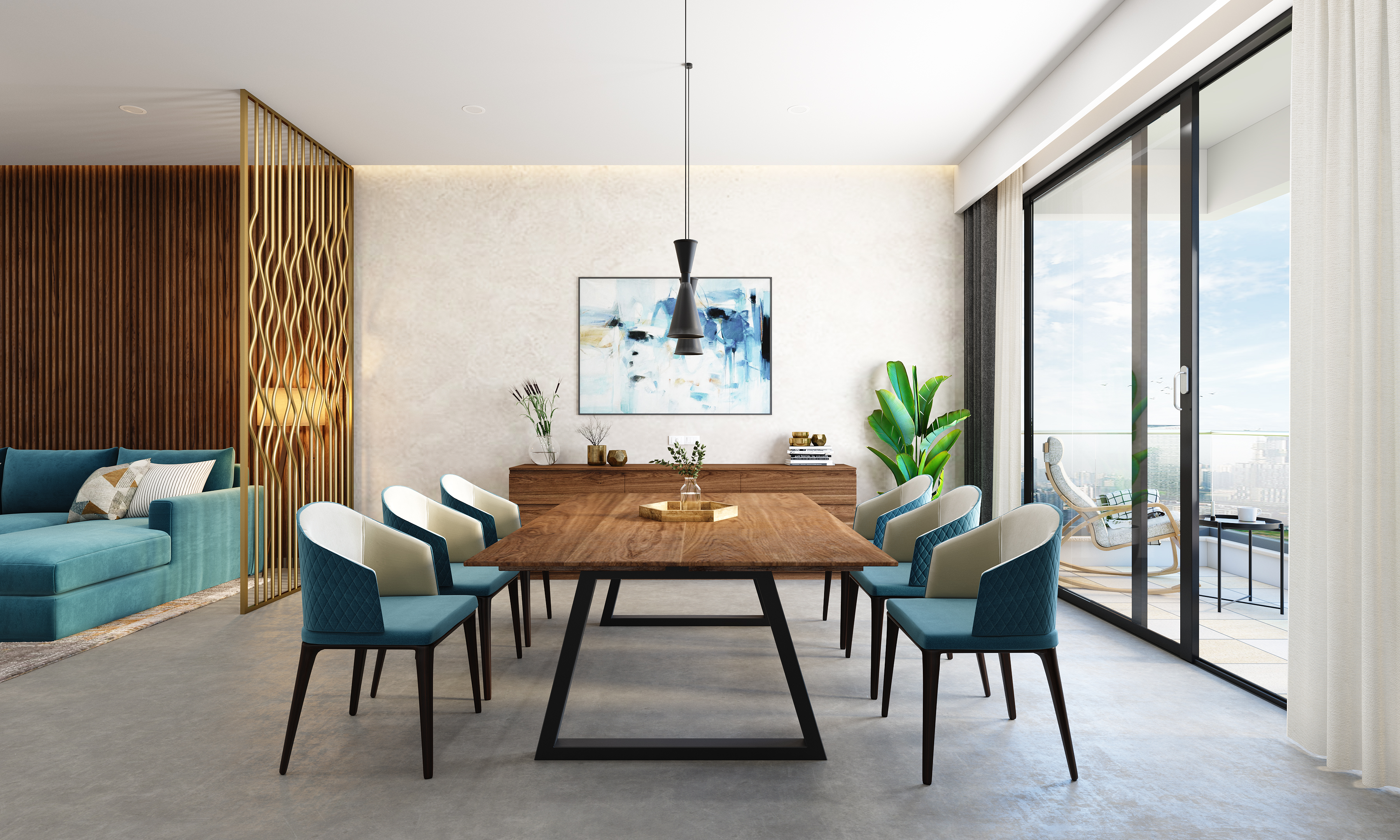 Spacious Dining Room With Modern Interiors | Livspace