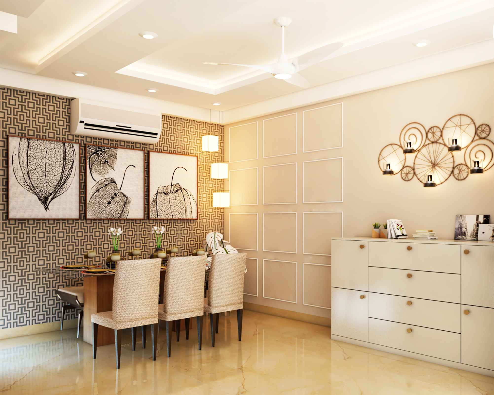 Contemporary Six-Seater Dining Room Design | Livspace