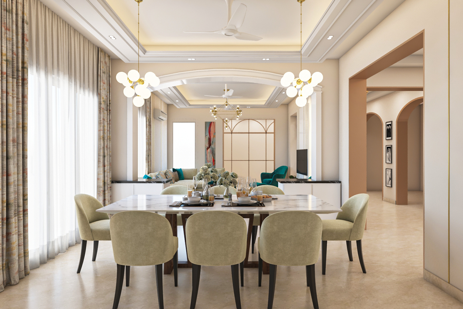 Rich & Spacious Dining Room Design | Livspace