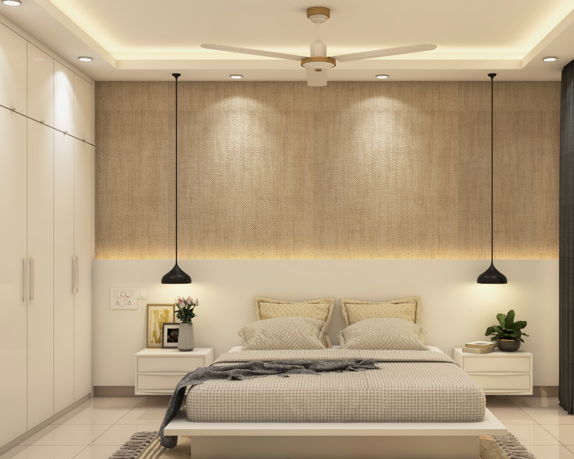 Spacious Guest Room With Modern Beige Themed Interiors | Livspace