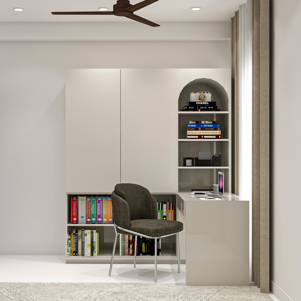 L-Shaped Modern Spacious Home Office Interior Design Idea | Livspace