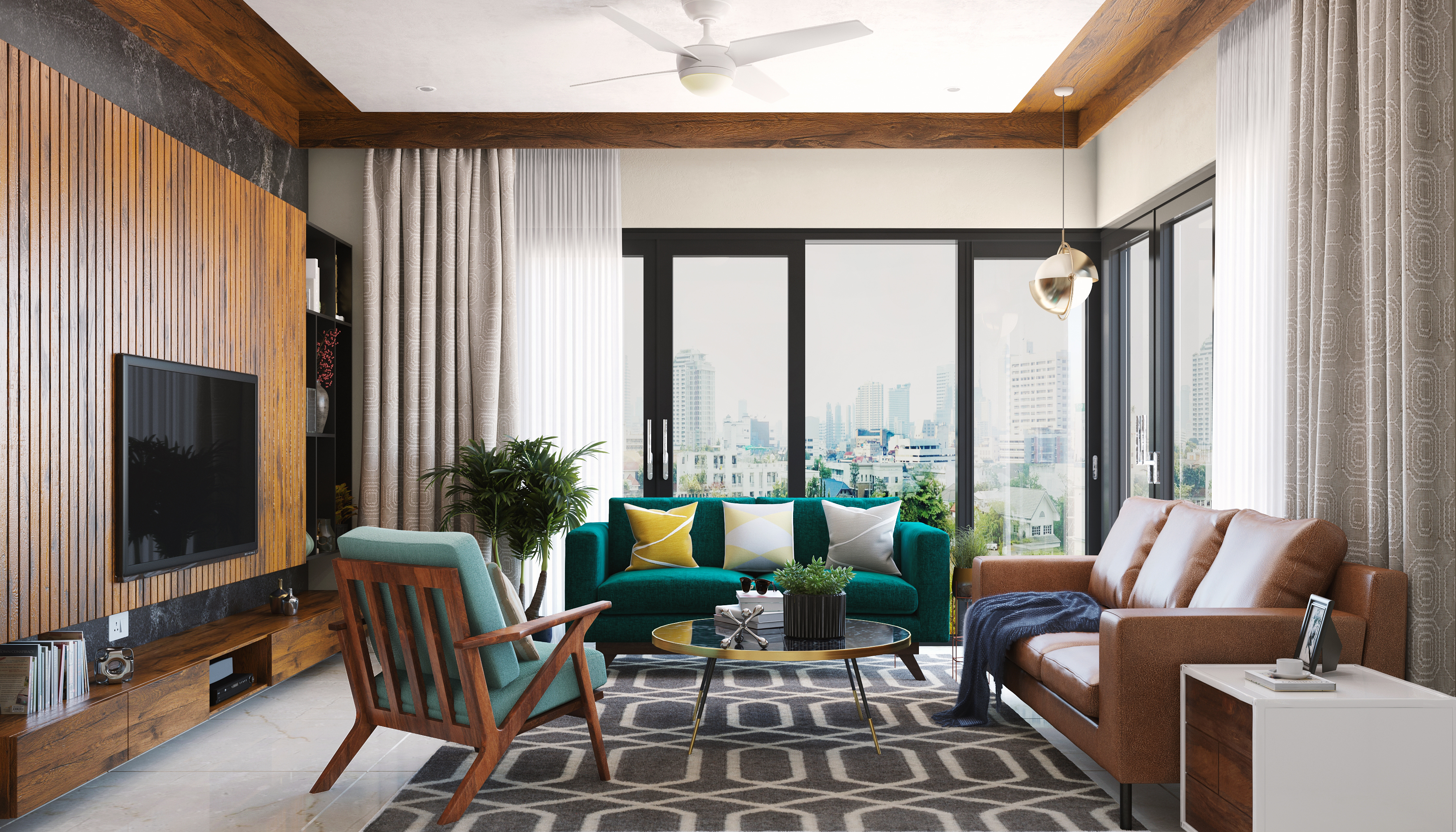 Beautiful Contemporary Design Spacious Living Room - Livspace
