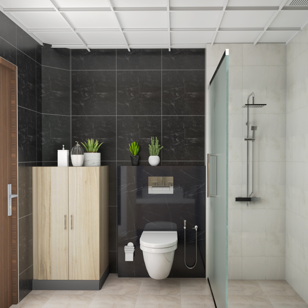 Low Maintenance Modern Style Compact Size Bathroom Design Livspace