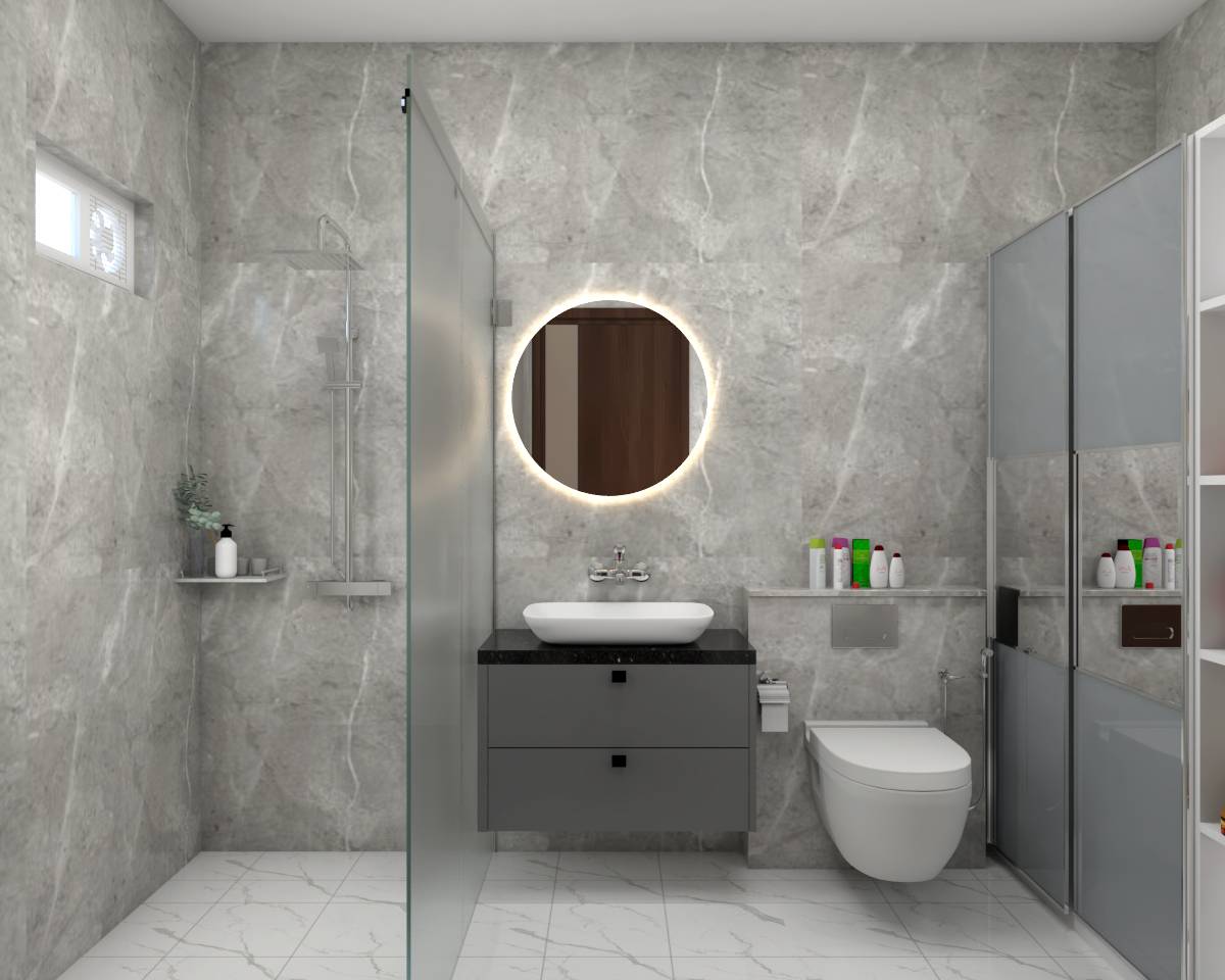 Spacious Grey Bathroom Design | Livspace