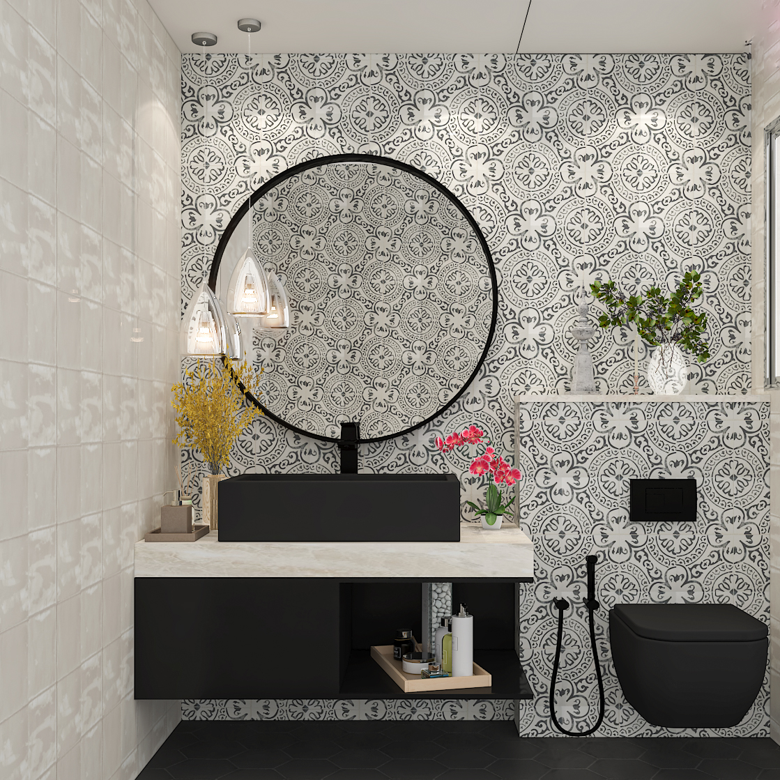 Low Maintenance Contemporary Compact Sized Bathroom Design | Livspace