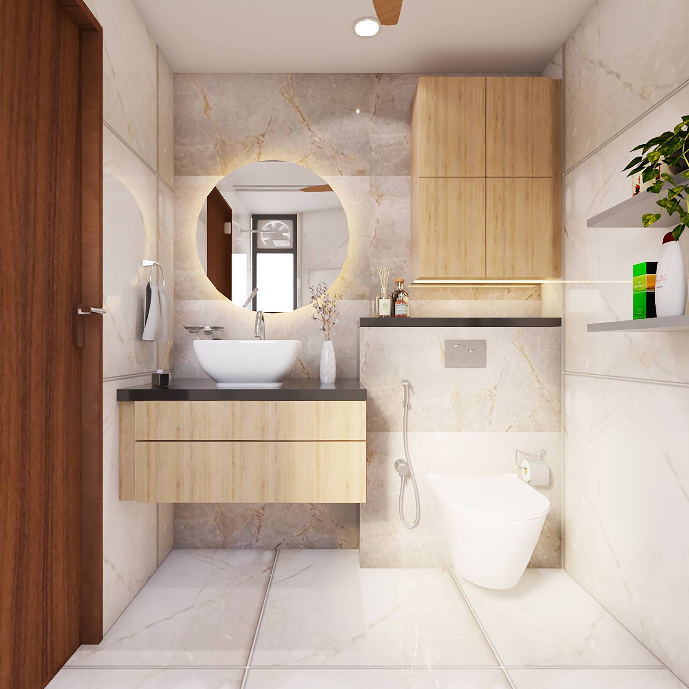 Modern Bathroom Design With White Basin | Livspace