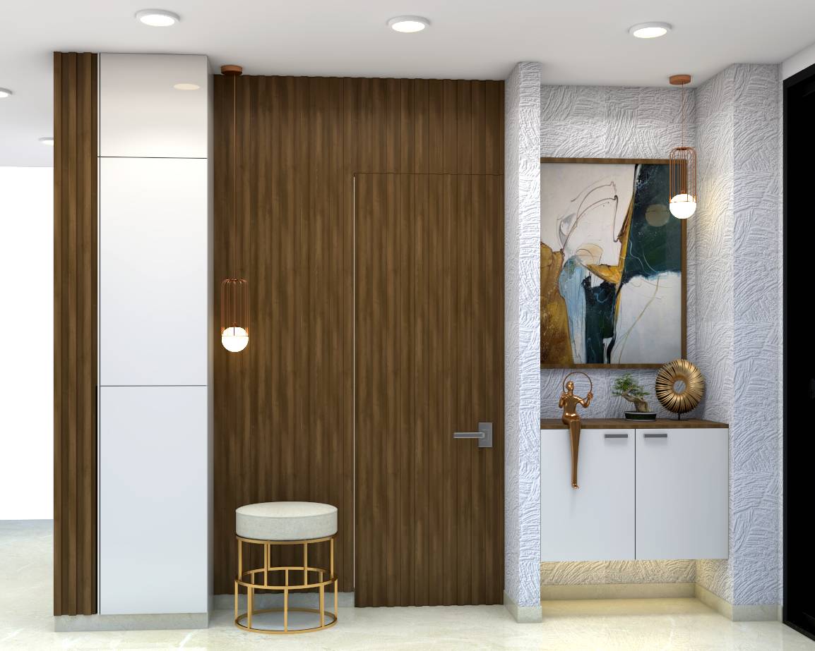 Contemporary Foyer Design With White Wall | Livspace