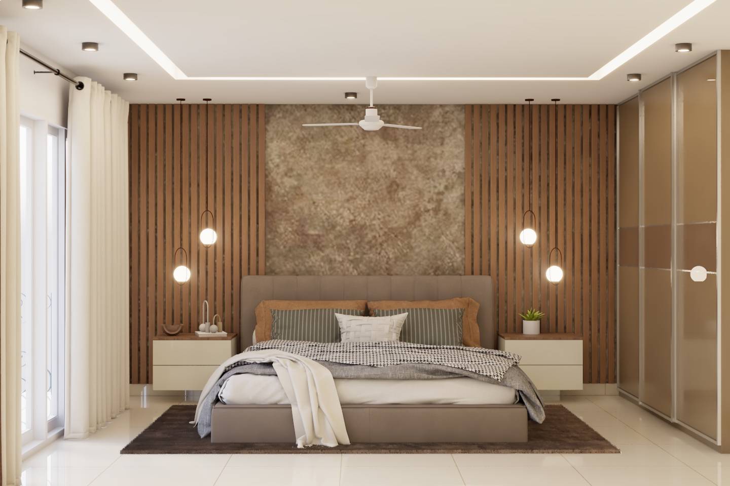 Spacious Guest Bedroom Design With Sliding Door Wardrobe | Livspace
