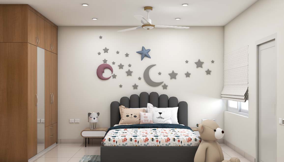 Contemporary Kid's Room Design For Girls With Cute Accent Wall Decor ...