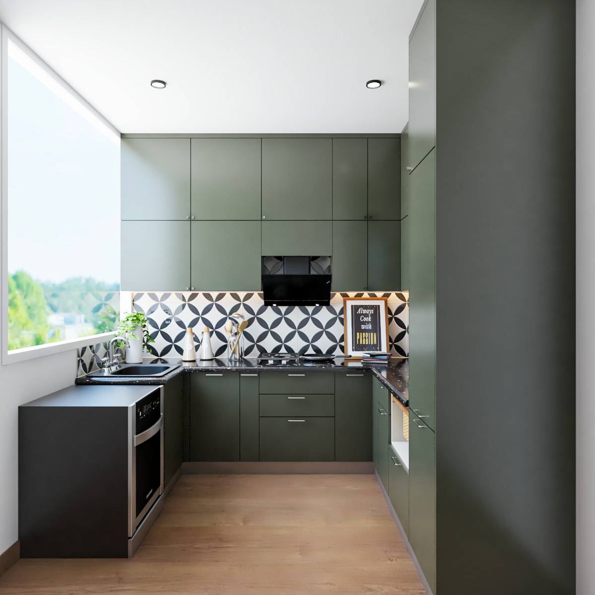 U-Shaped Kitchen Modern Design For Apartments photo