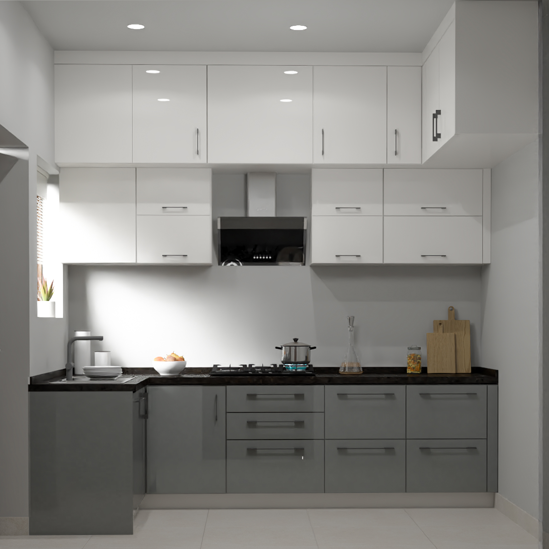 Convenient Maximum Storage Modern Style Kitchen Design I Livspace