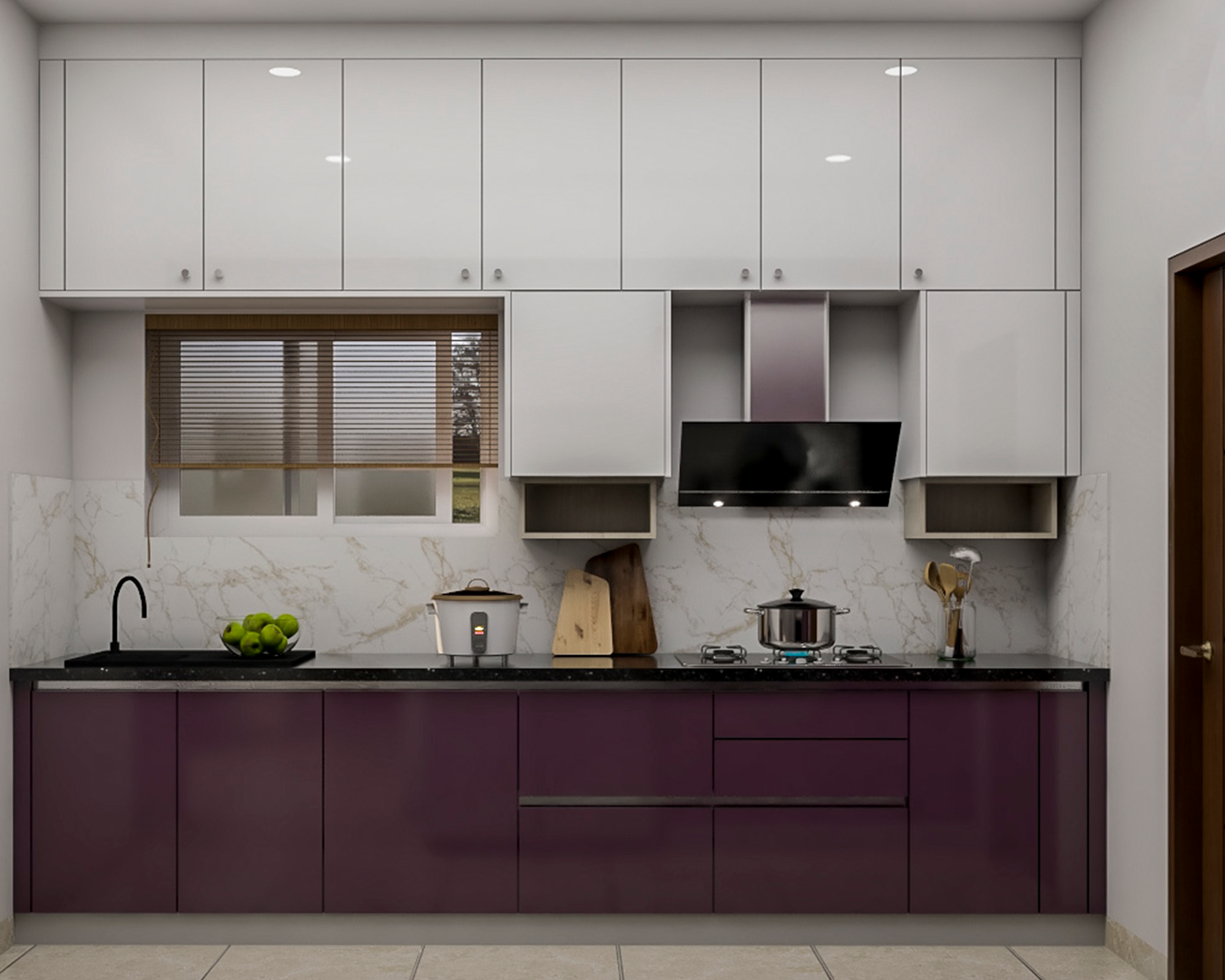 Modern Style Spacious Kitchen With Gola Profile Handles | Livspace