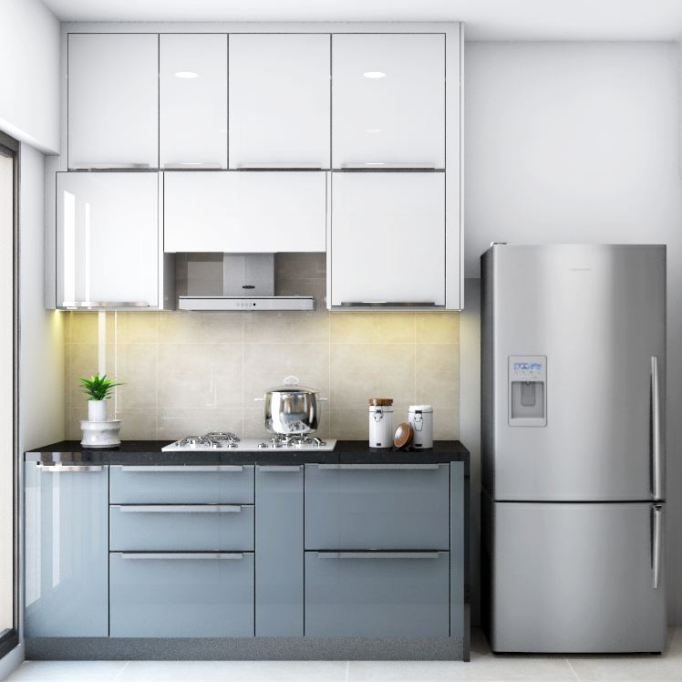 Modern Kitchen Design In Blue And White | Livspace