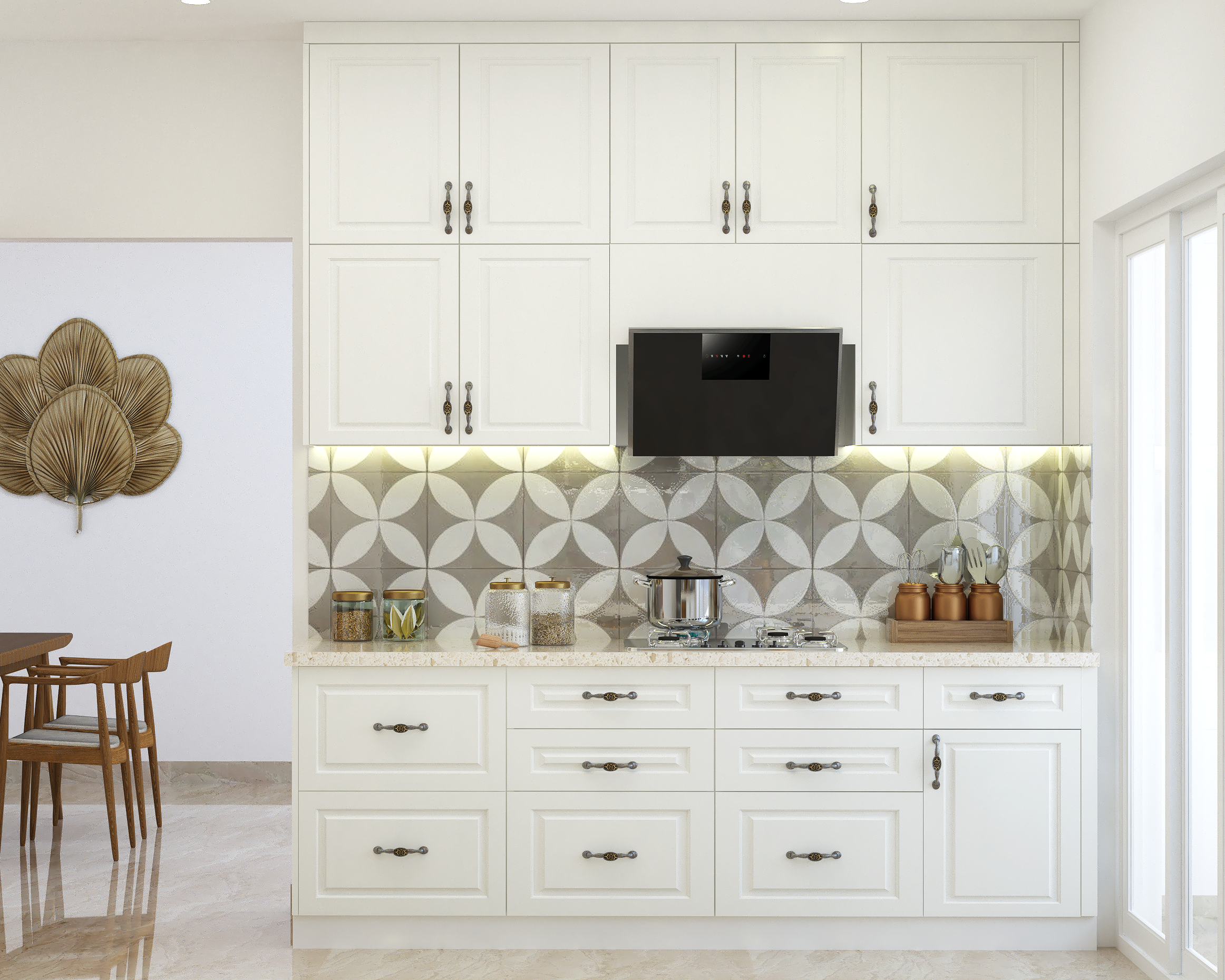 Contemporary Kitchen Design In White | Livspace