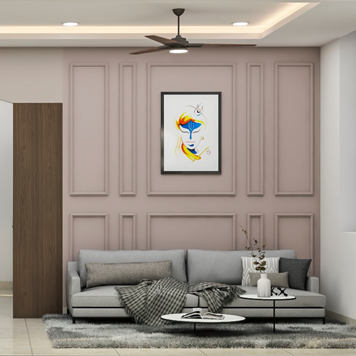 Современный дизайн гостиной с отделкой стен