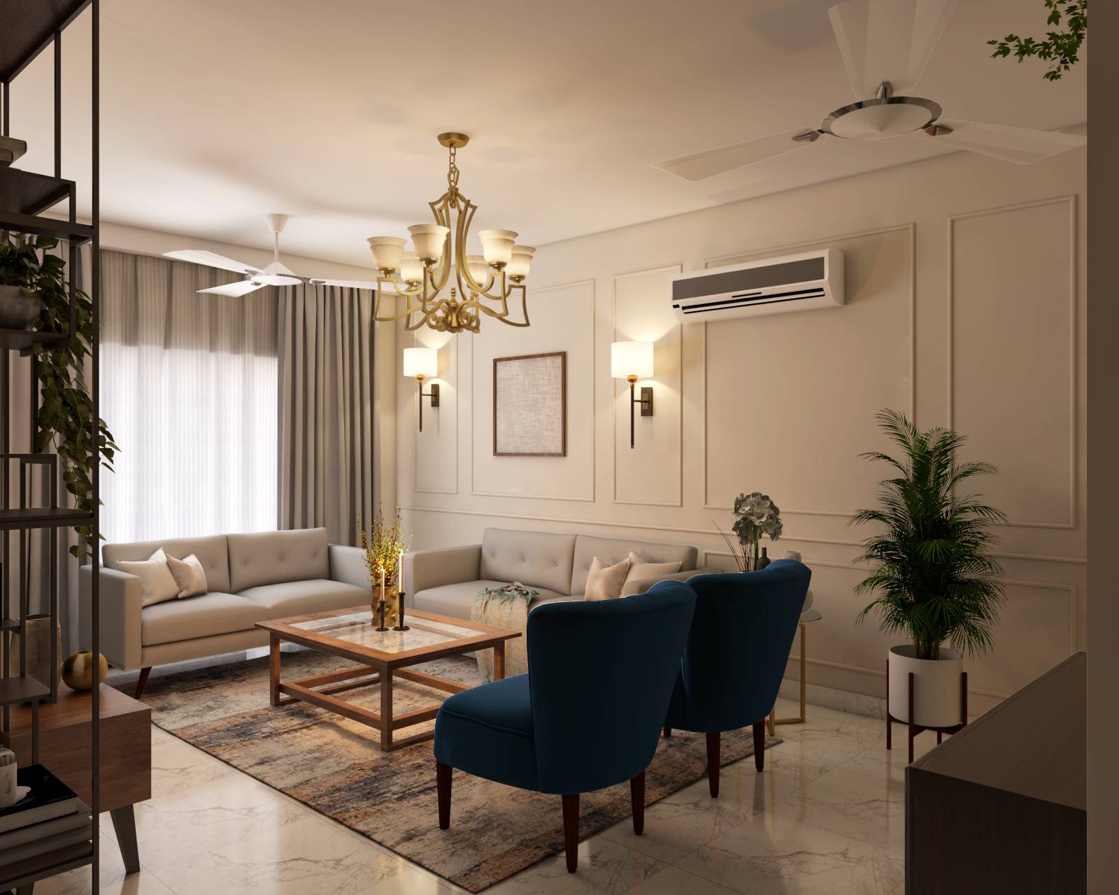 Low Maintenance Modern Theme Compact Sized Living Room Design | Livspace