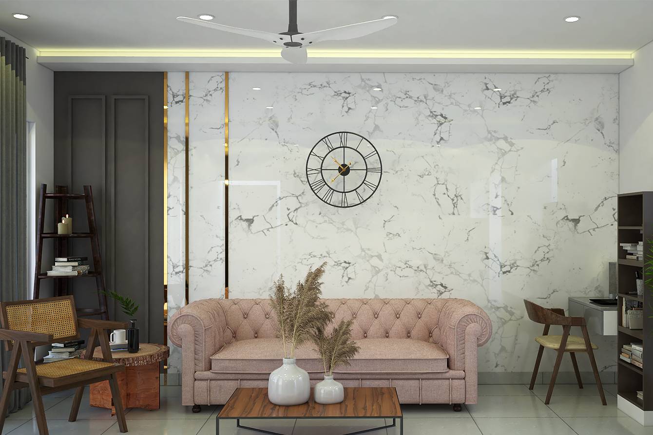 Illustration of Exactly Marble Accent Loft Apartment Decor