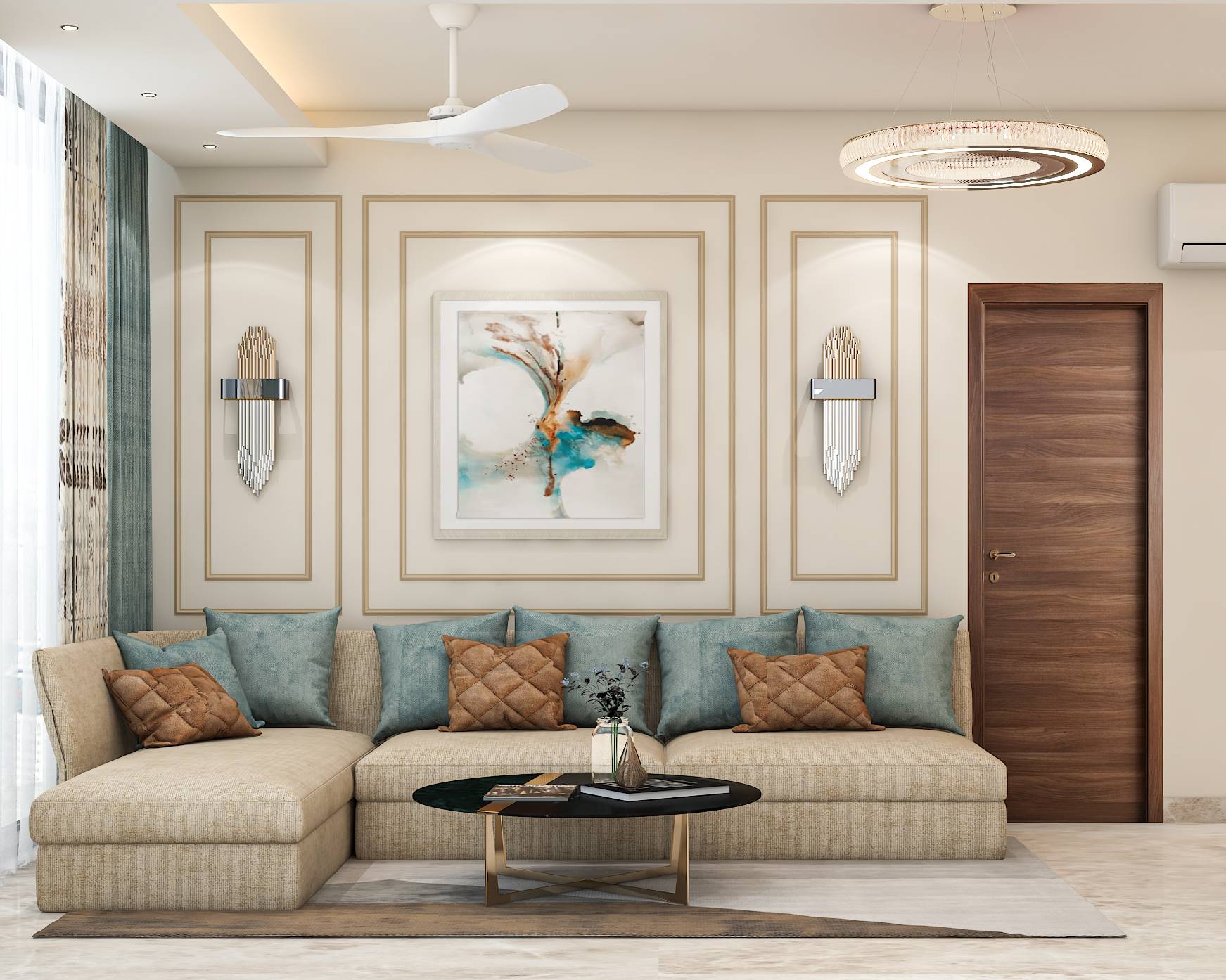 Gallery Detail: Contemporary Compact Living Room Design With L Shaped Sofa