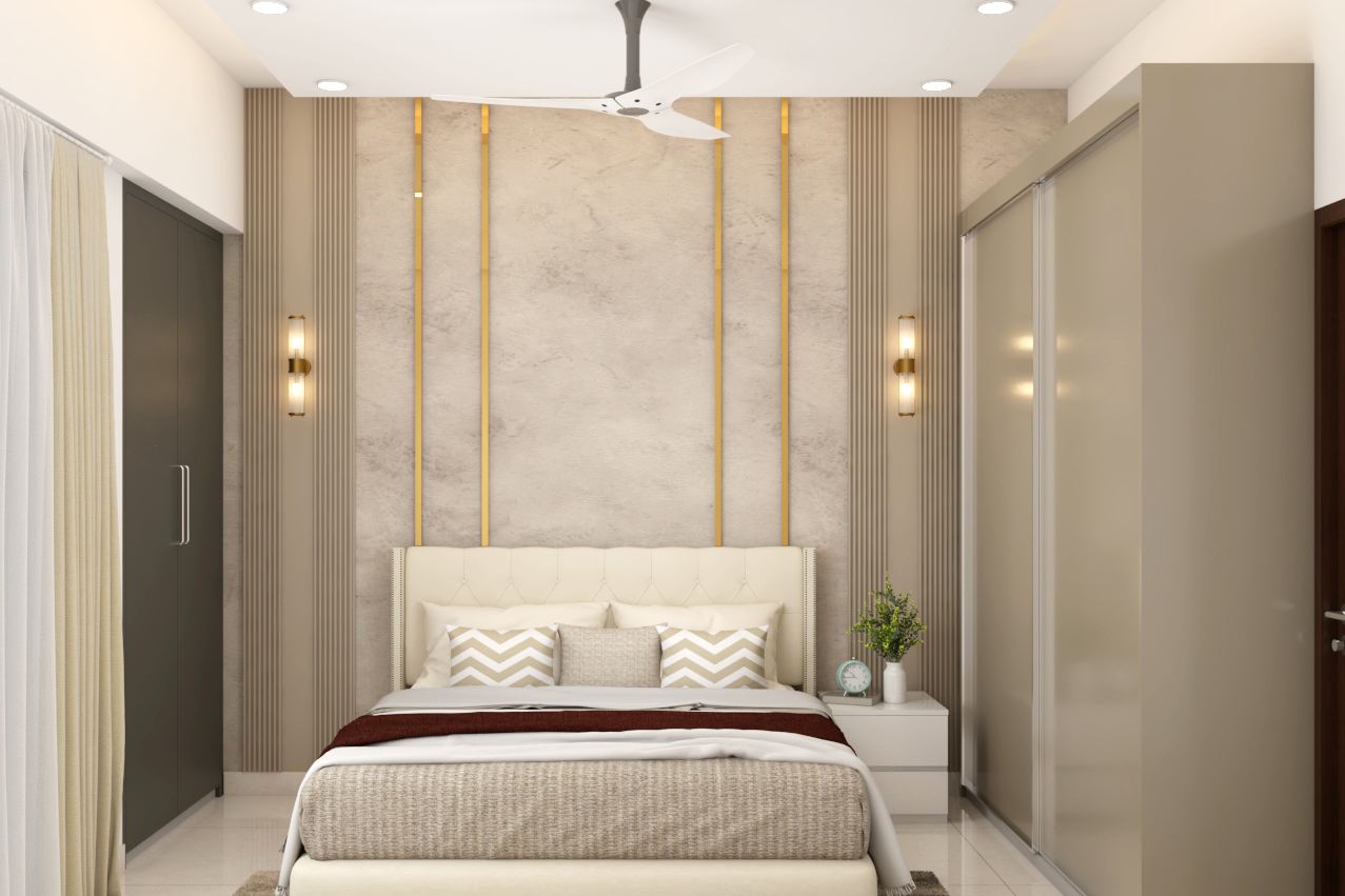 Spacious Master Bedroom Design With Sliding Door Wardrobe | Livspace