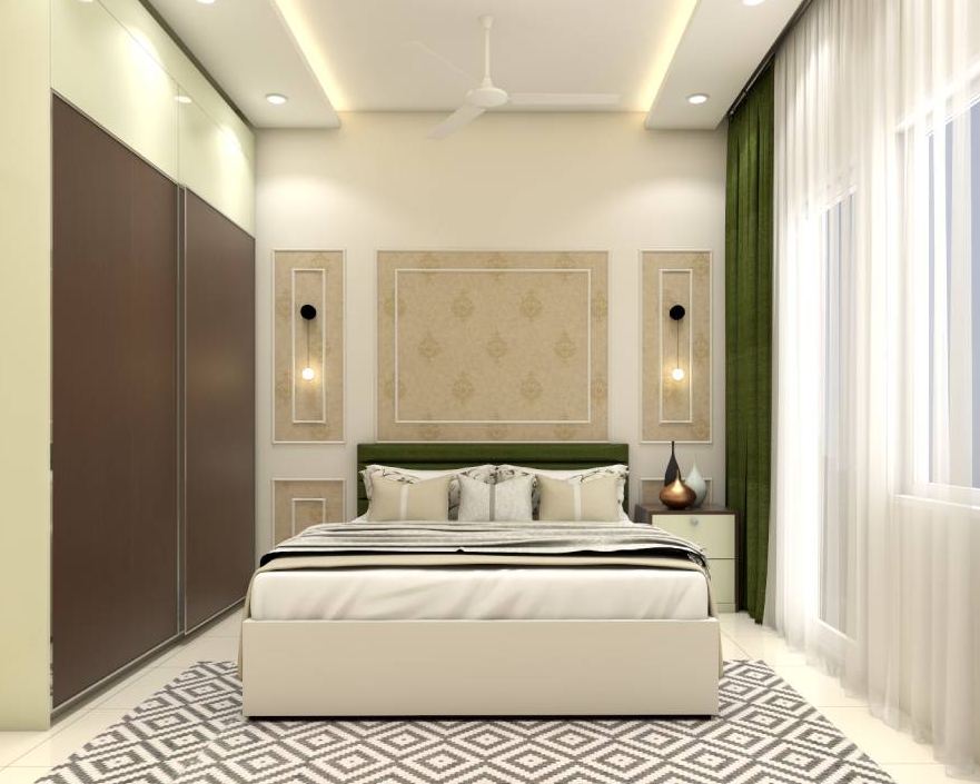 Contemporary Master Bedroom With Sliding Wardrobe Design | Livspace