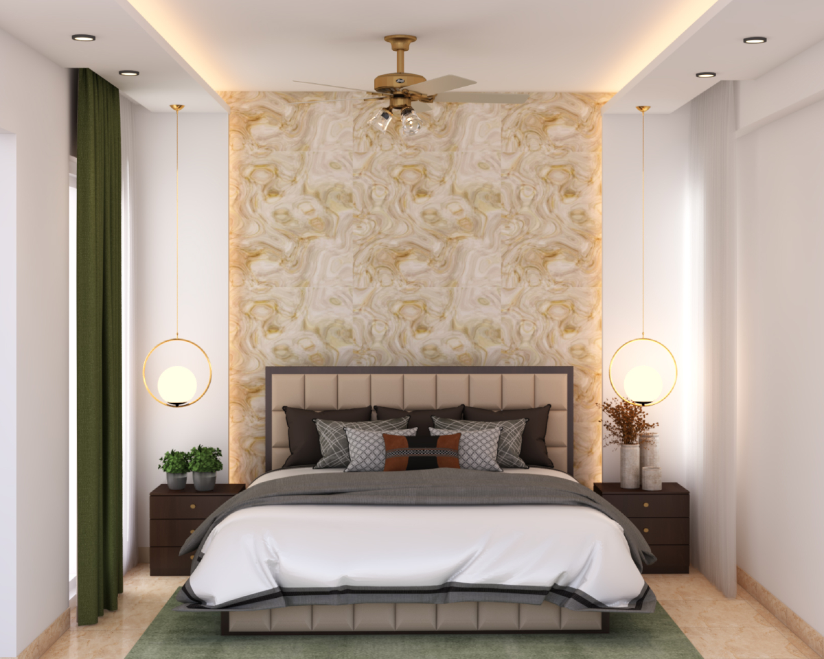 Compact Master Bedroom Design With Cove Lighting | Livspace