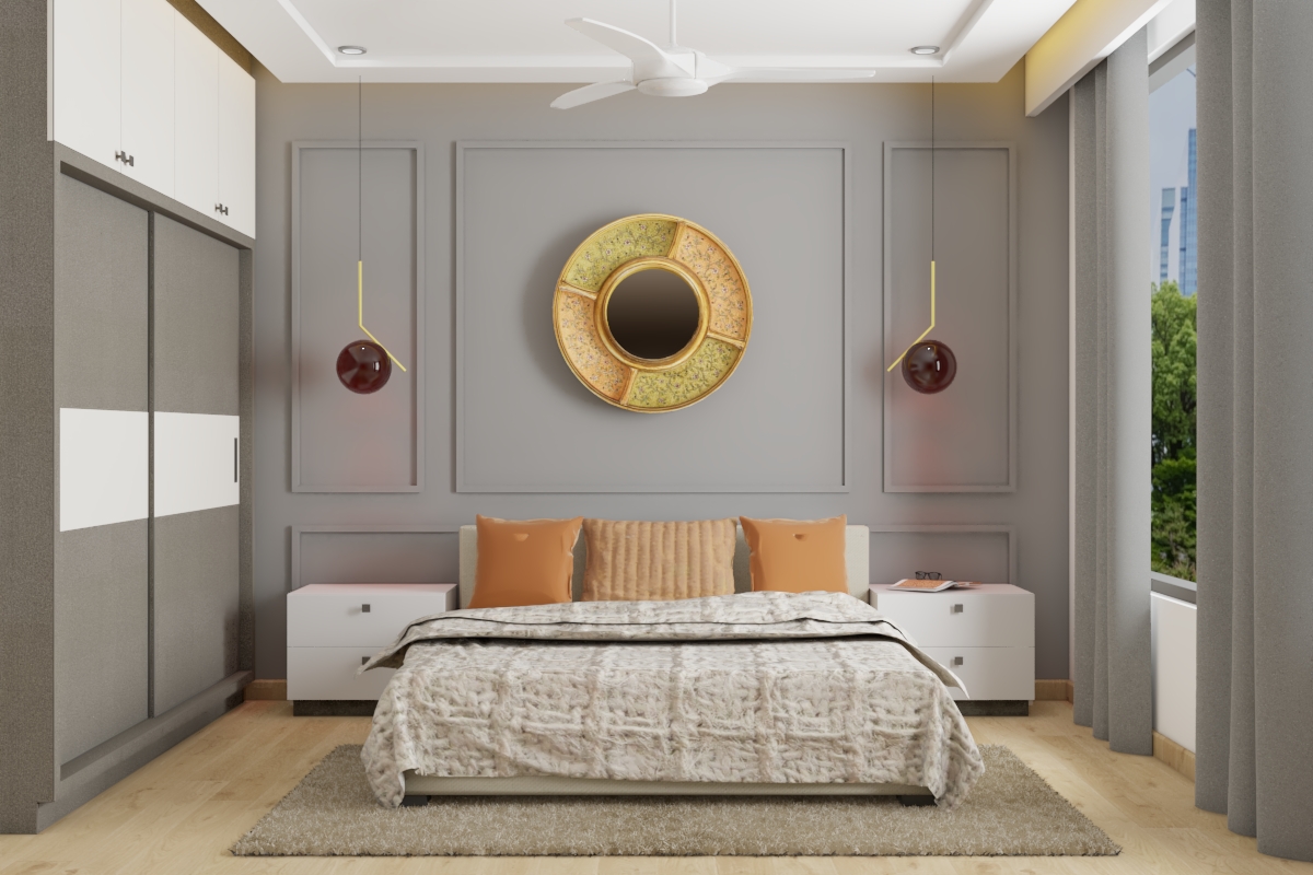 Modern Grey Toned Spacious Master Bedroom Design | Livspace