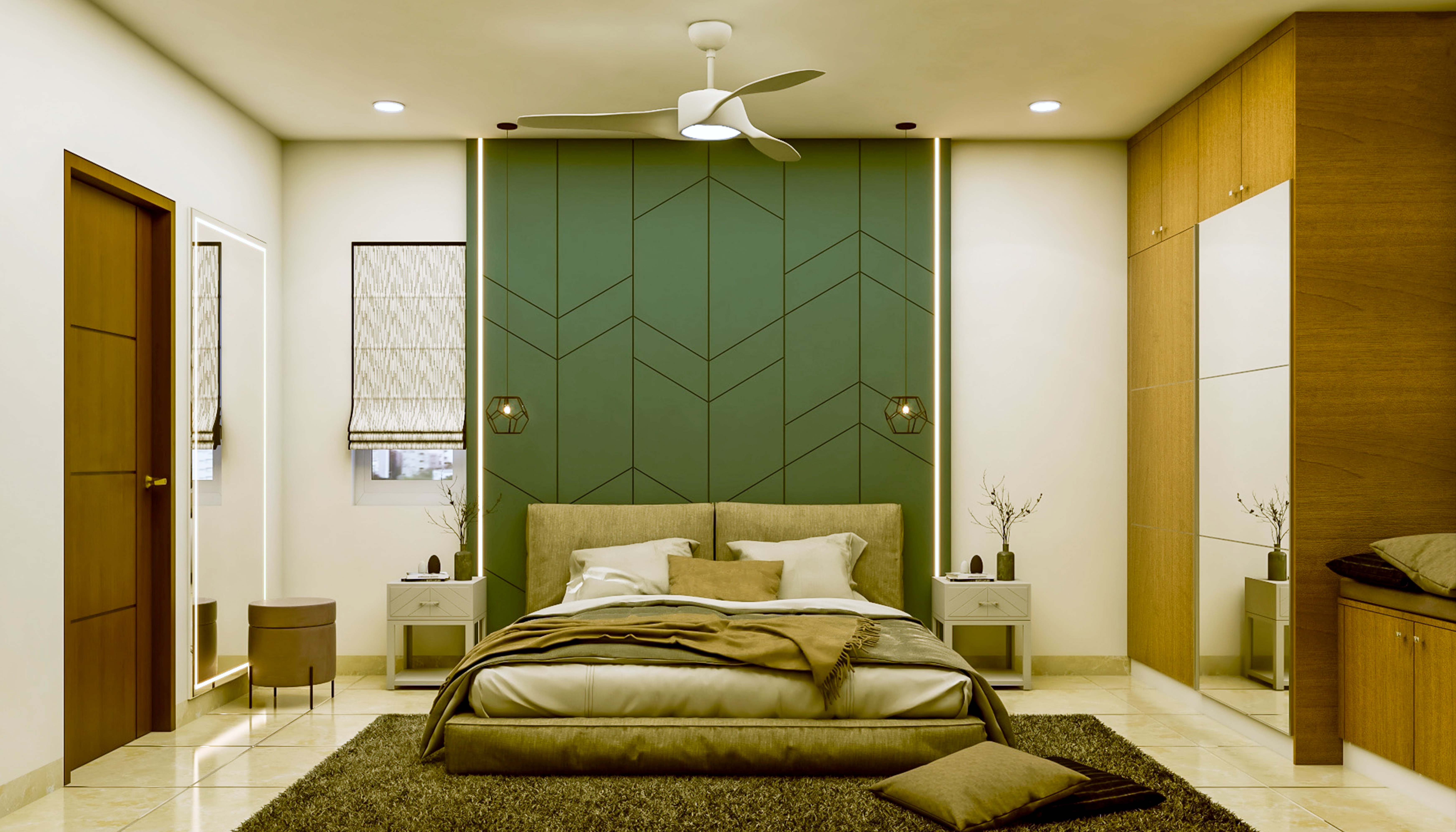 Spacious Master Bedroom Design with Designer Accent Wall | Livspace