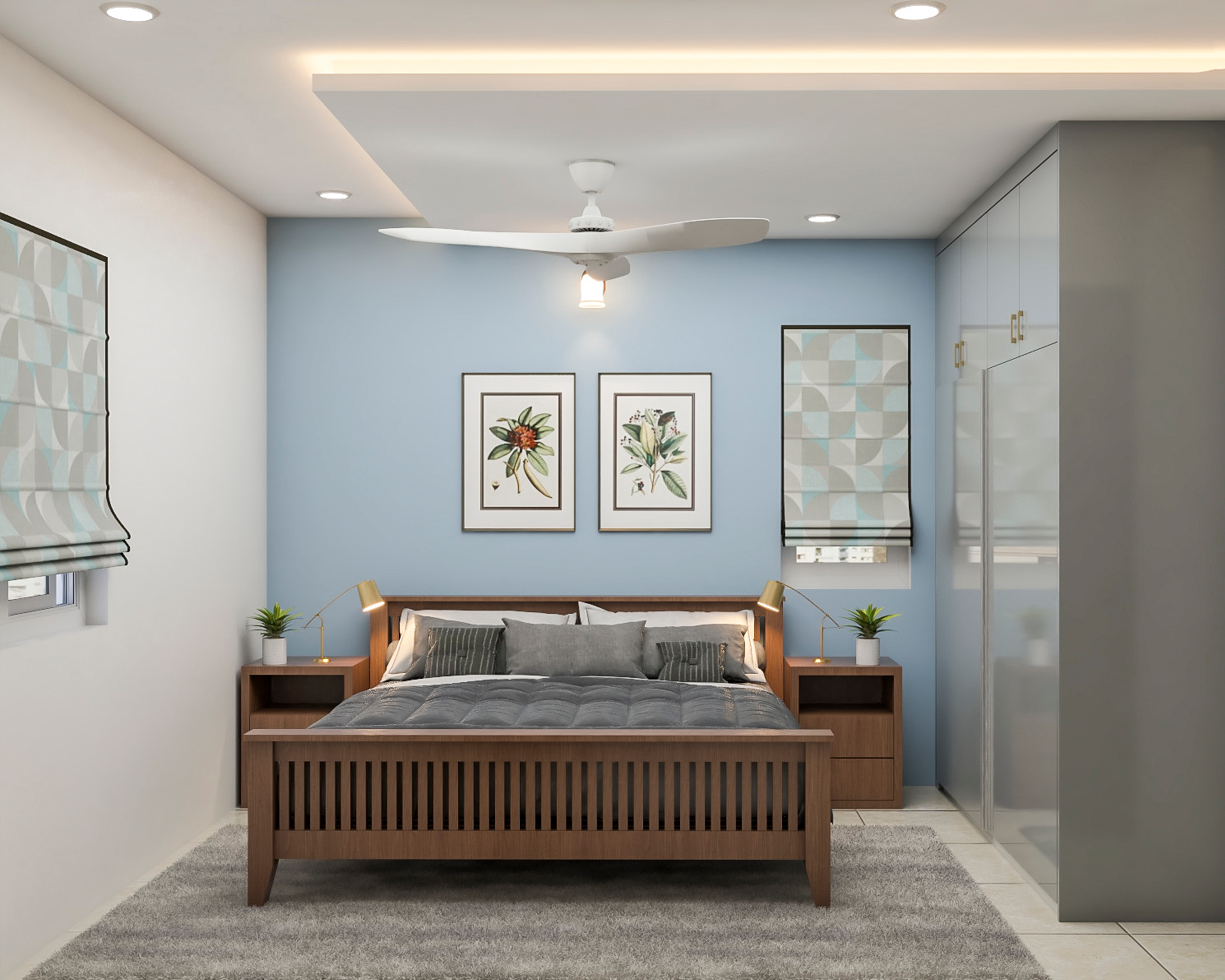 Modern Master Bedroom Design With Wardrobe and Loft | Livspace