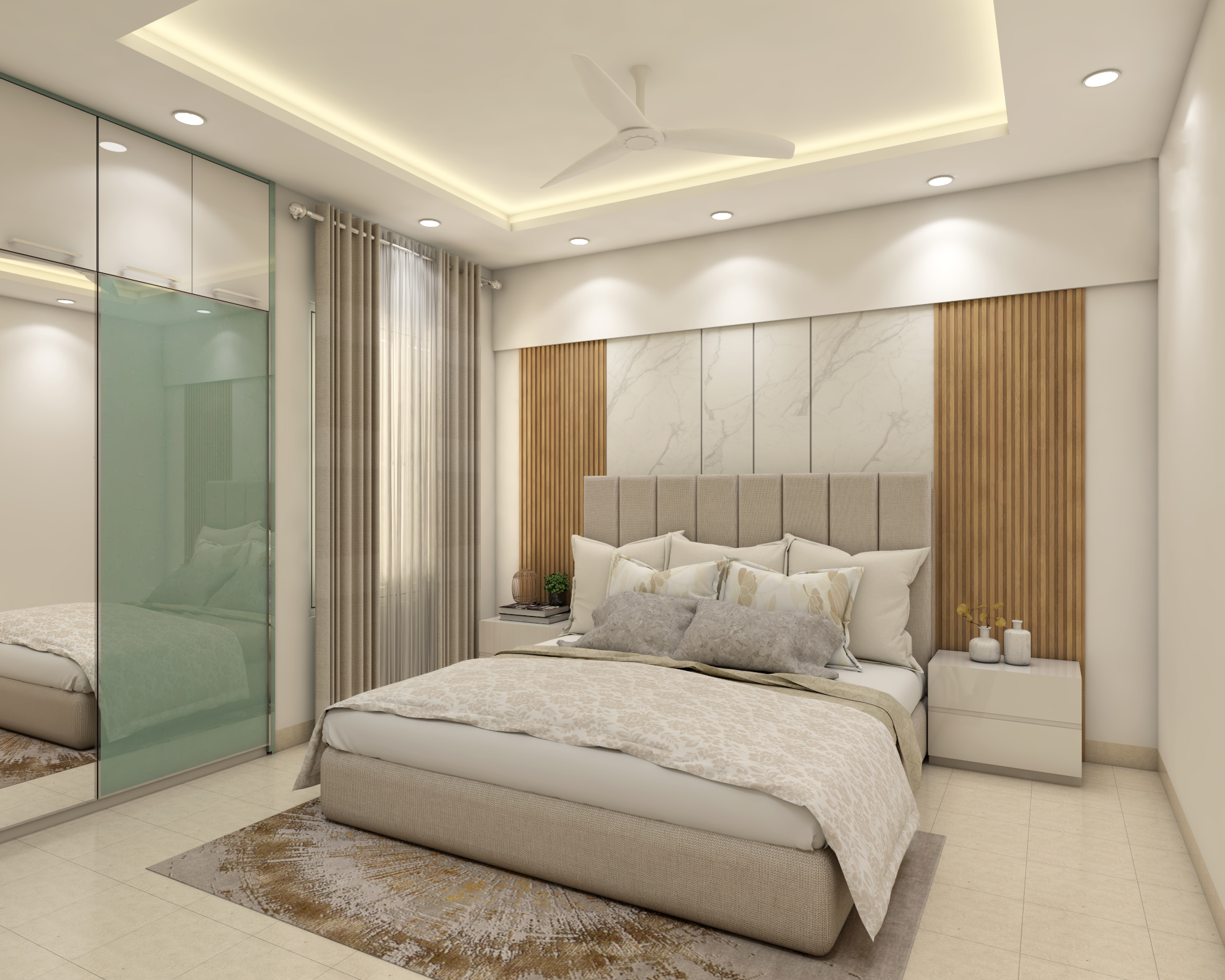 Modern Themed Spacious Convenient Master Bedroom Design | Livspace