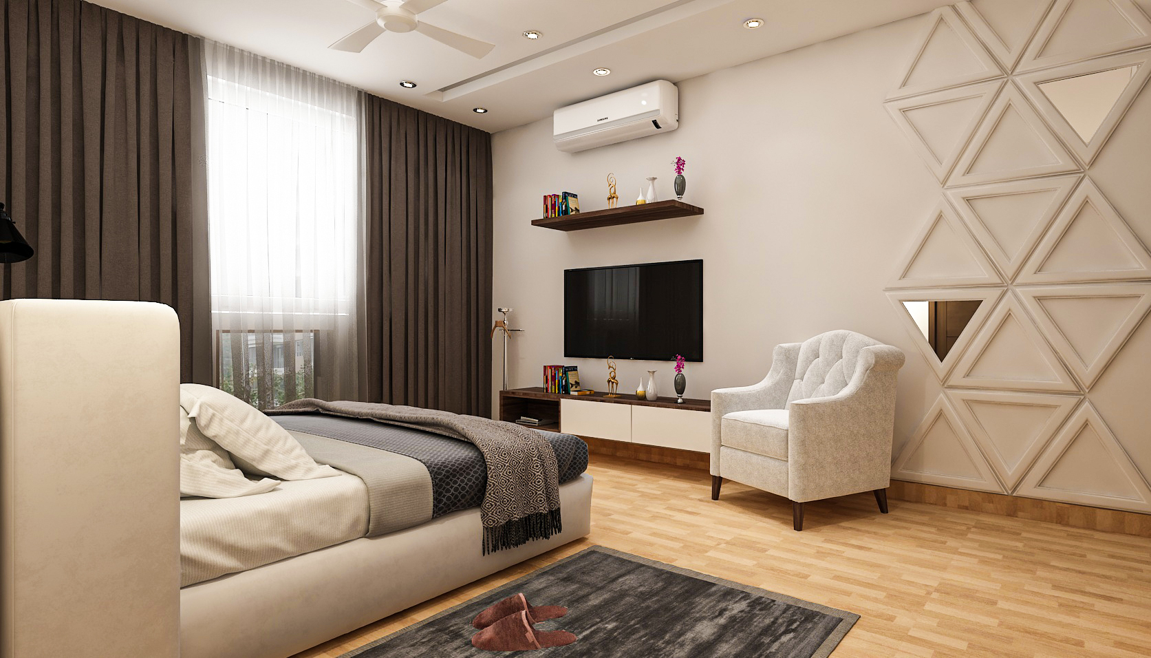 Modern Master Bedroom With Elegant Interior Design Livspace