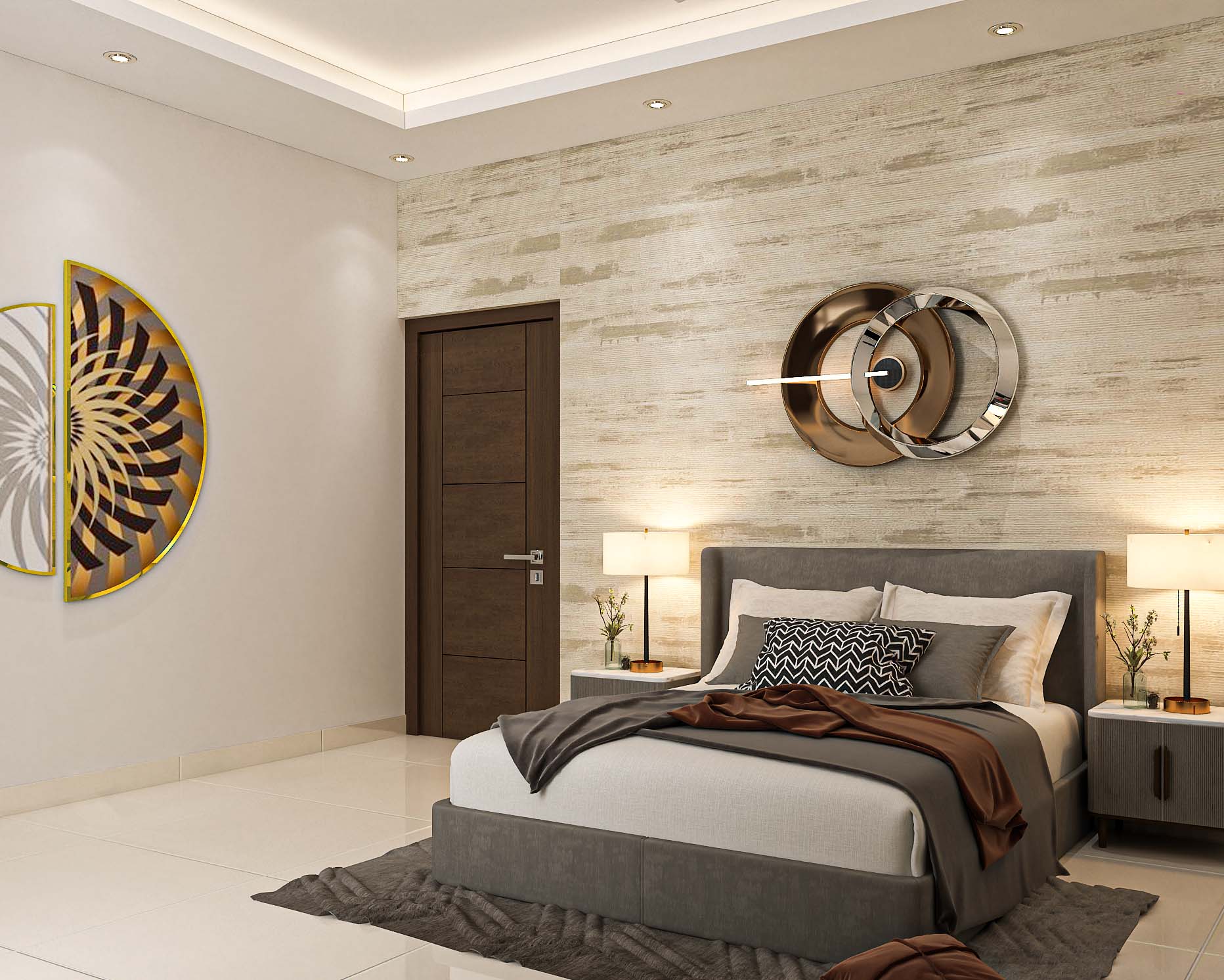Master Bedroom Design With Tufted Headboard | Livspace