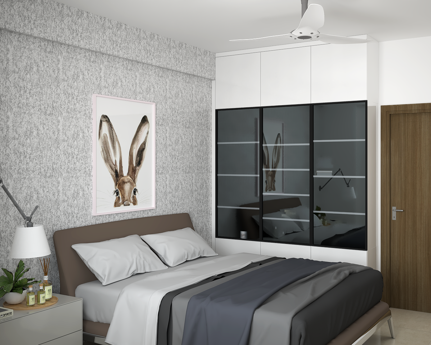 Spacious Master Bedroom Design With Sliding Door Wardrobe | Livspace