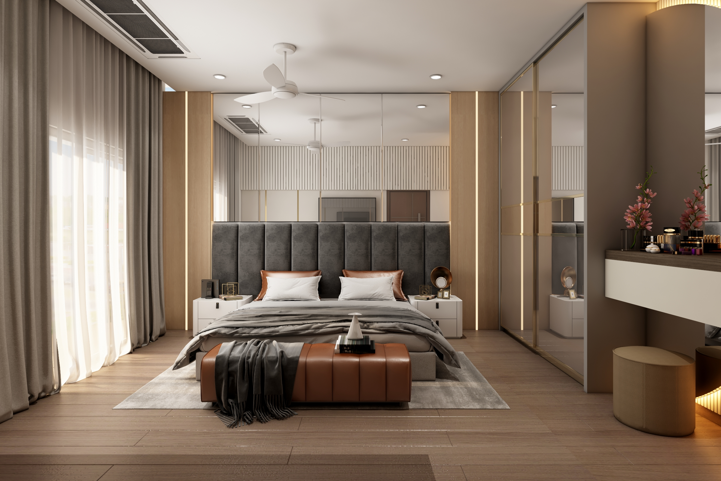 Multi-Functional Modern Spacious Master Bedroom Design | Livspace