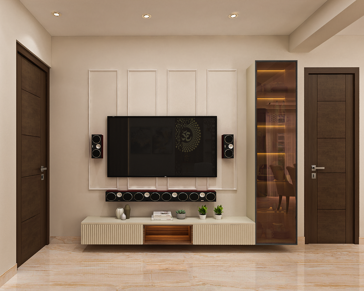 Low Maintenance Modern Style Compact Sized TV Unit Design| Livspace