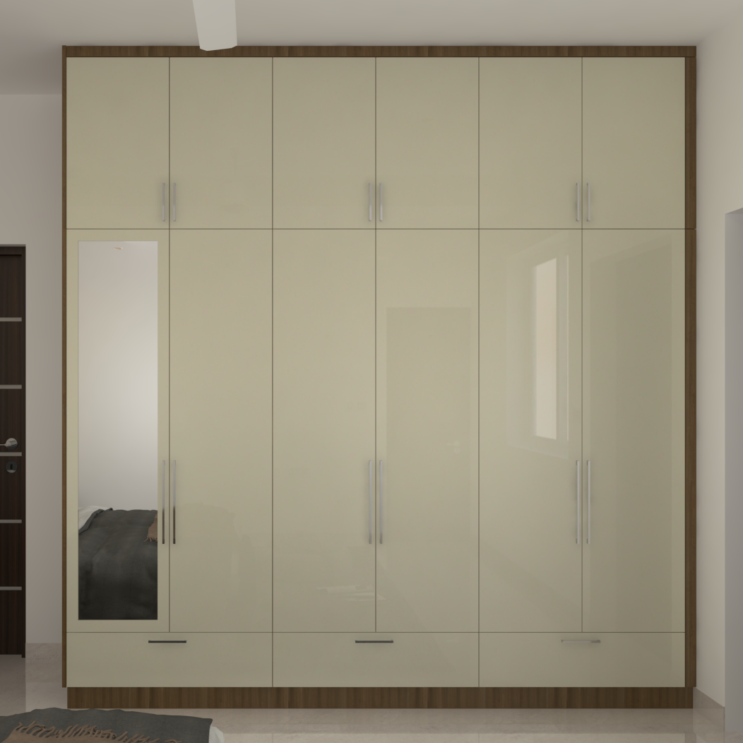 Spacious Wardrobe Design With Glossy Finish | Livspace